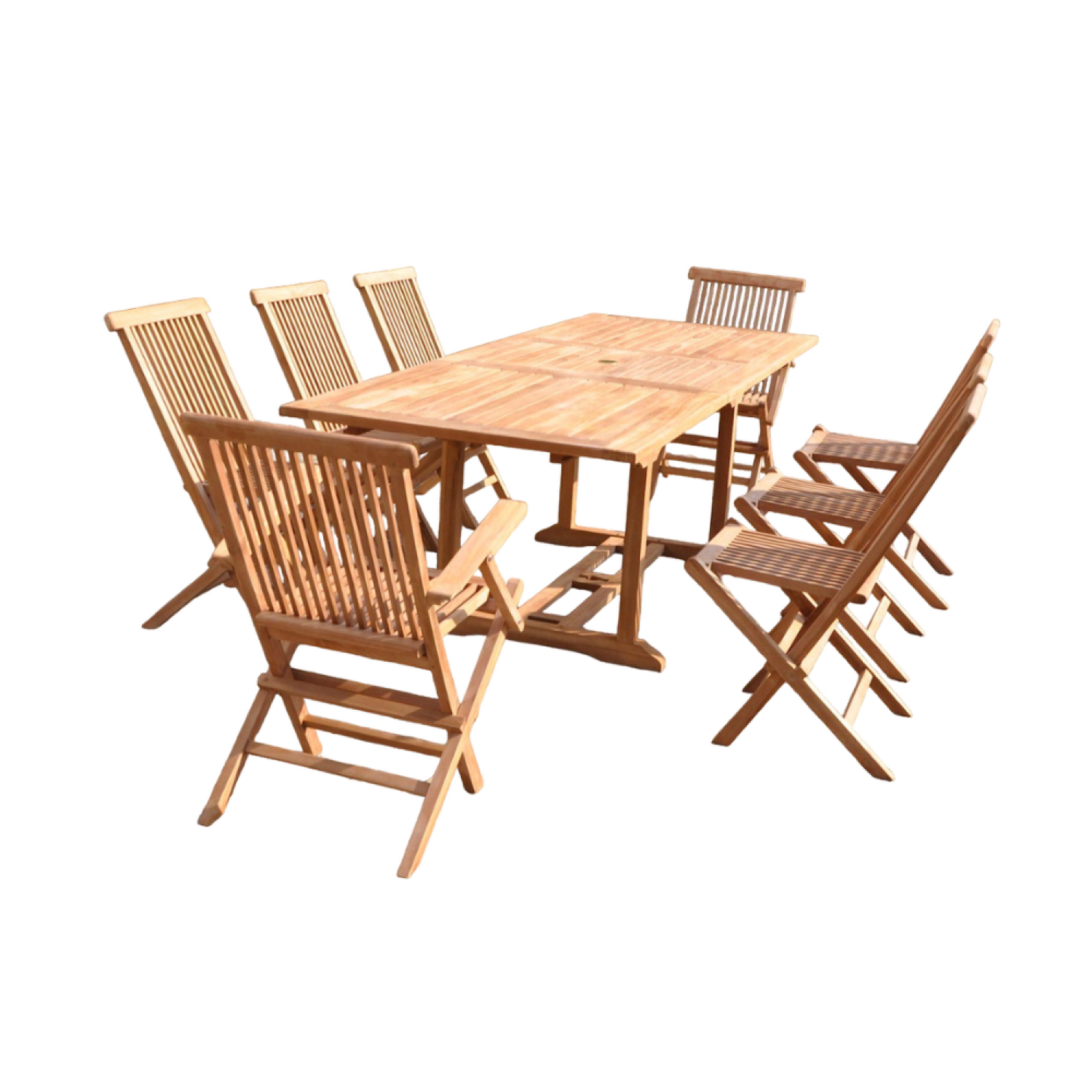 CONCEPT USINE Salon de jardin teck 10 places table rectangulaire 6 chaises 2 fauteuils kajang