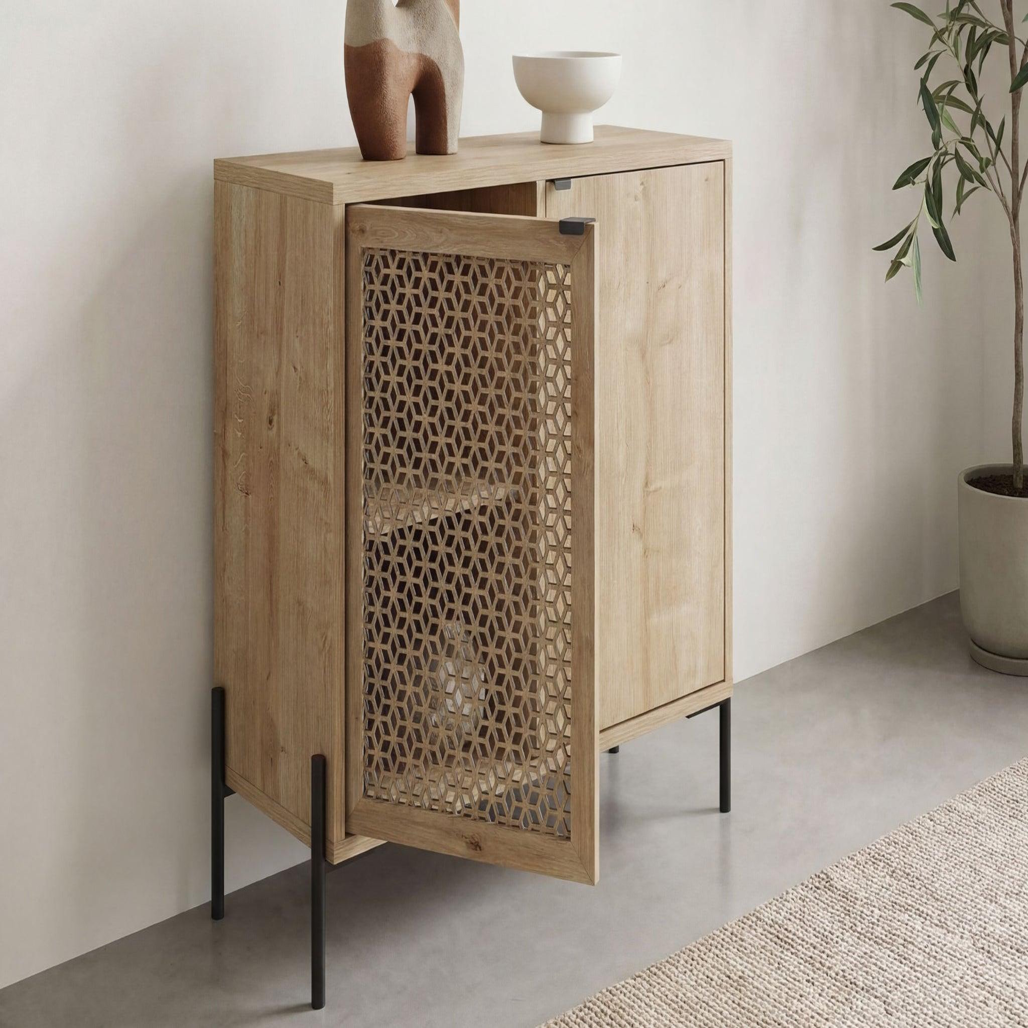 Voir la diapositive 5 : CASANOVA PARIS Stera - mini commode 2 portes 83cm en mélamine - chêne clair