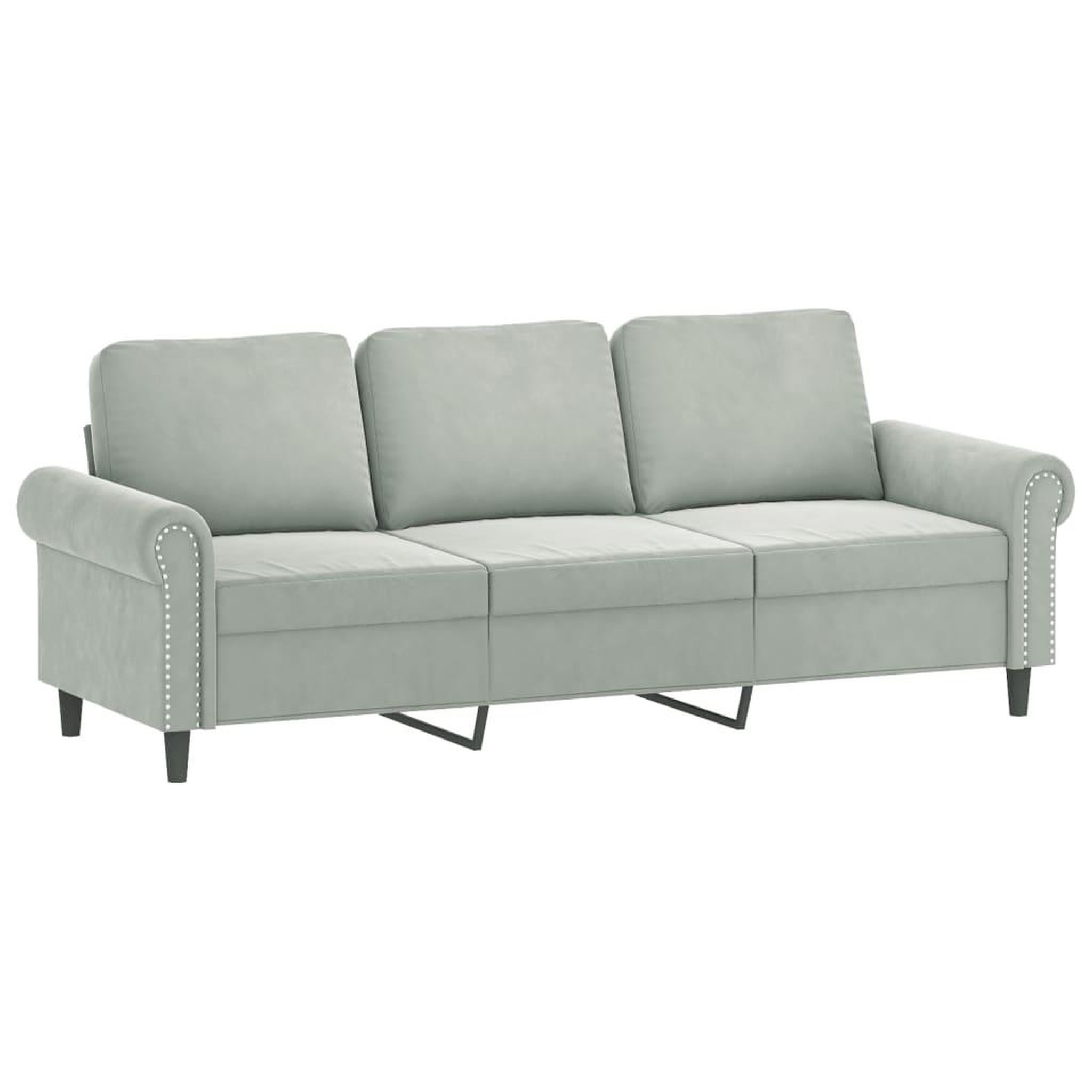 Voir la diapositive 4 : VIDAXL Canape 3 places avec oreillers gris clair 180 cm velours