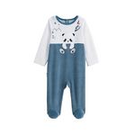 Petit Béguin Pyjama bébé en velours Tao. Coloris disponibles : Bleu