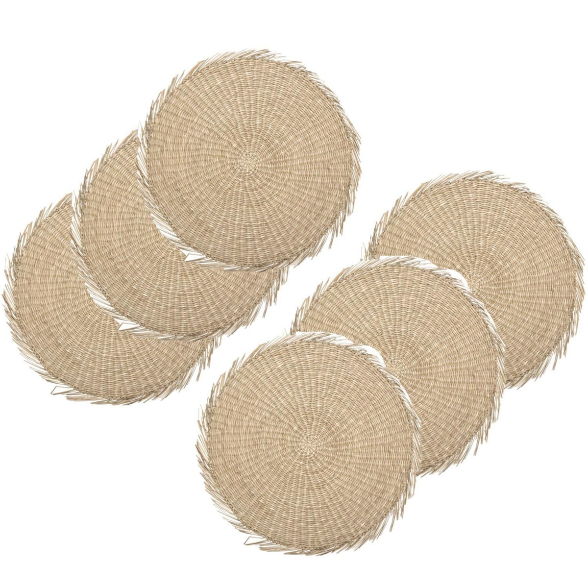 TOILINUX Lot de 6 sets de table cuba - Diamètre 38 cm - Beige
