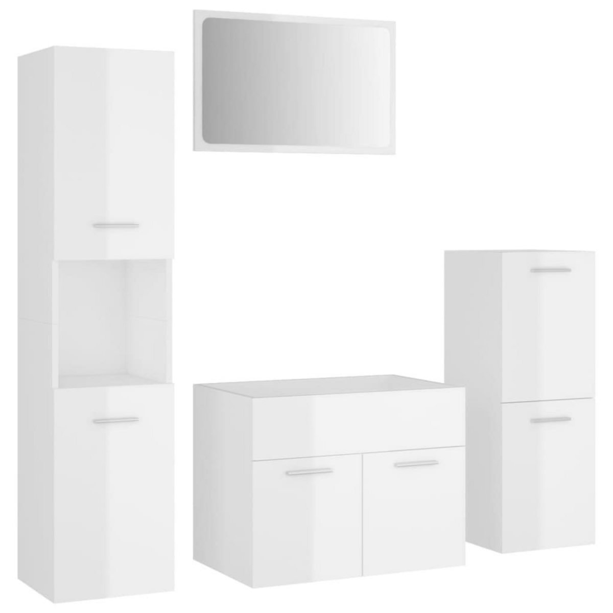 VIDAXL Ensemble de meubles de salle de bain Blanc brillant