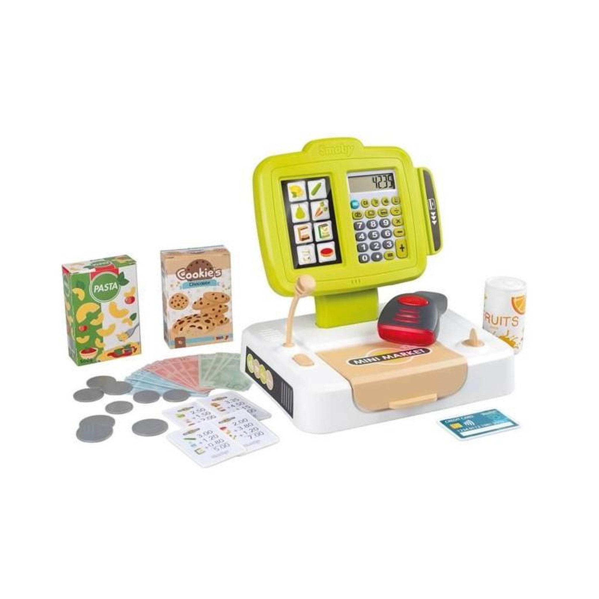 SMOBY Smoby - Caisse enregistreuse - 30 accessoires inclus - Calculatrice et Scanner avec son et lumiere - Dés 3ans