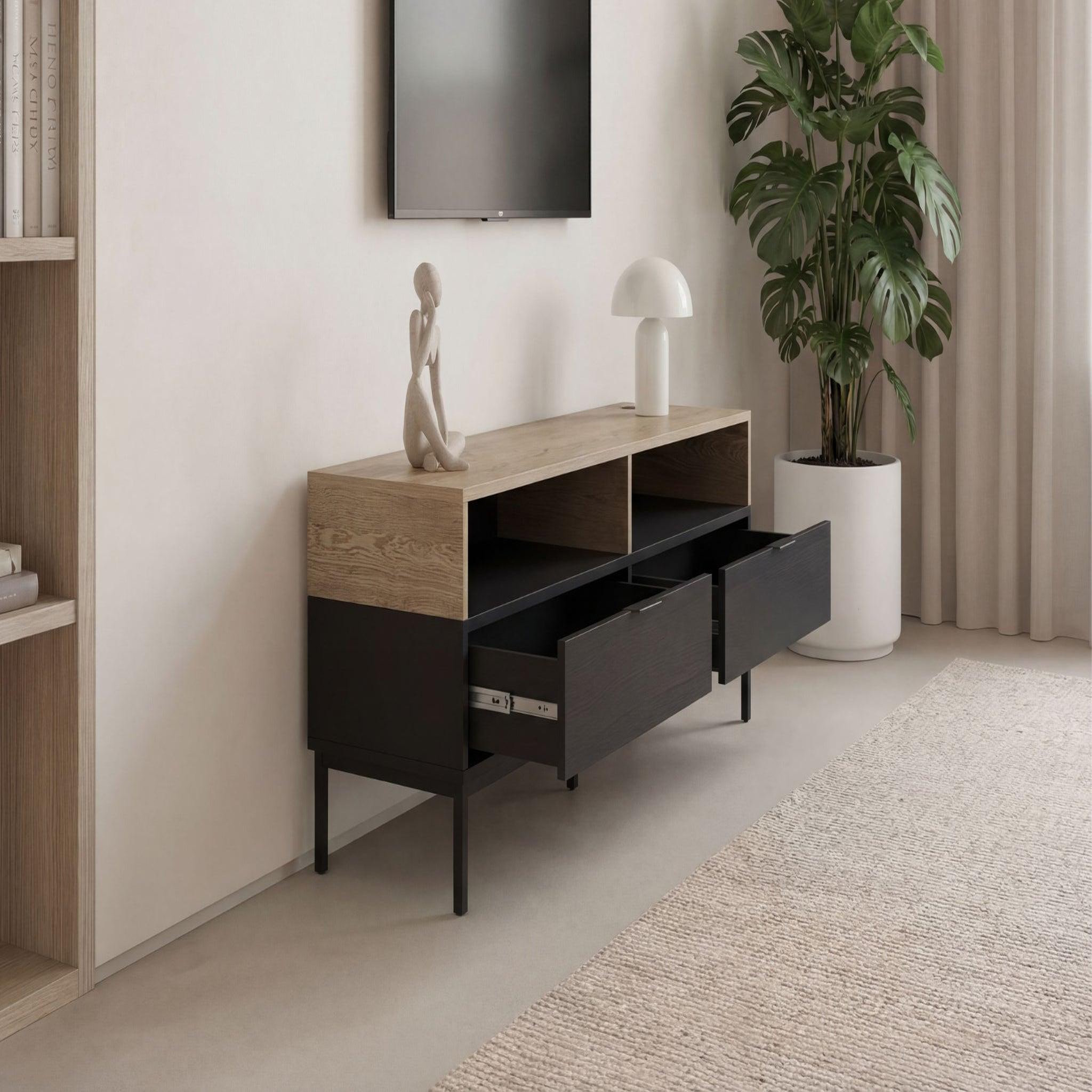 Voir la diapositive 4 : CASANOVA PARIS Eline - meuble tv 140cm en mélamine - noir