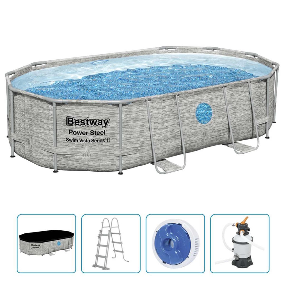 BESTWAY Bestway Ensemble de piscine Power Steel 488x305x107 cm