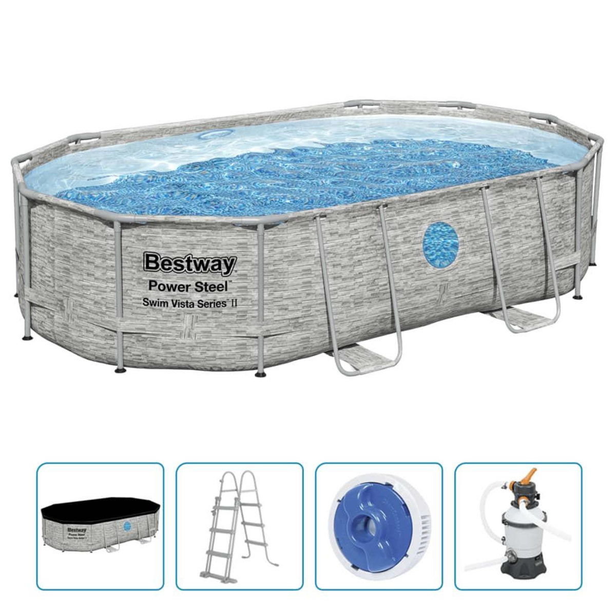 BESTWAY Bestway Ensemble de piscine Power Steel 488x305x107 cm
