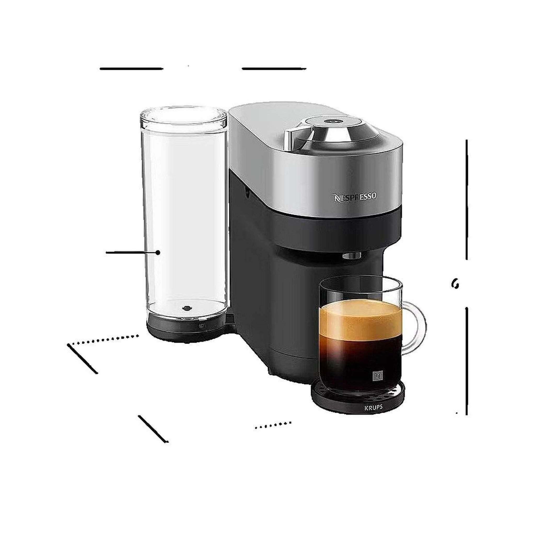 Voir la diapositive 3 : KRUPS Machine à café Krups Nespresso Vertuo Pop+ Titan avec six tailles de boisson