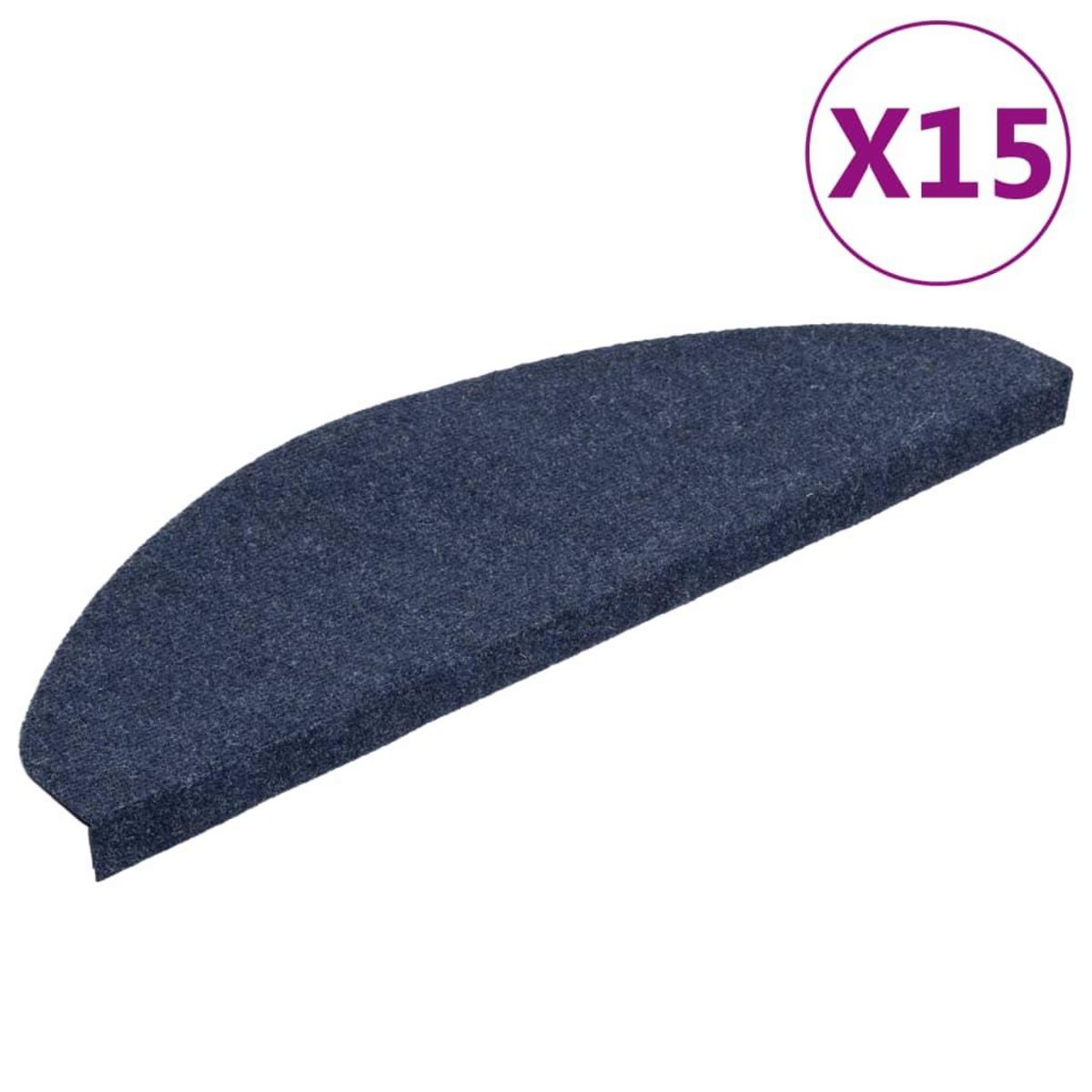 VIDAXL Tapis d'escalier autocollants 15 pcs 65x22,5x3,5 cm Bleu