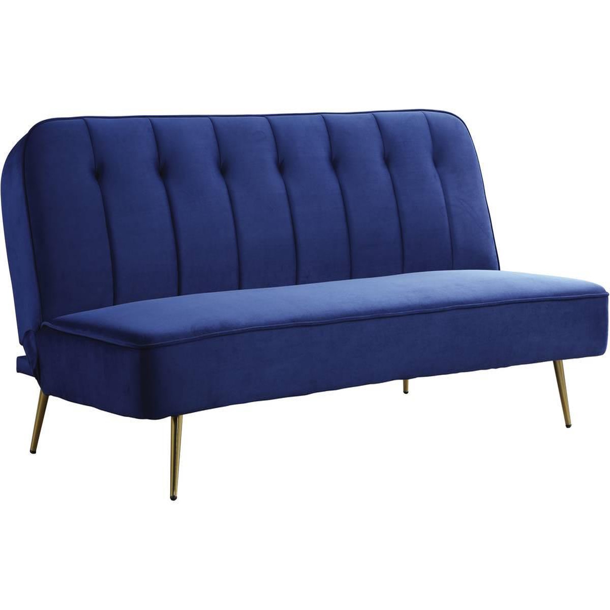 Voir la diapositive 2 : Habitat et Jardin Canapé clic clac en velours  james  - 180 x  83 x 75 cm - 3 places - bleu foncé