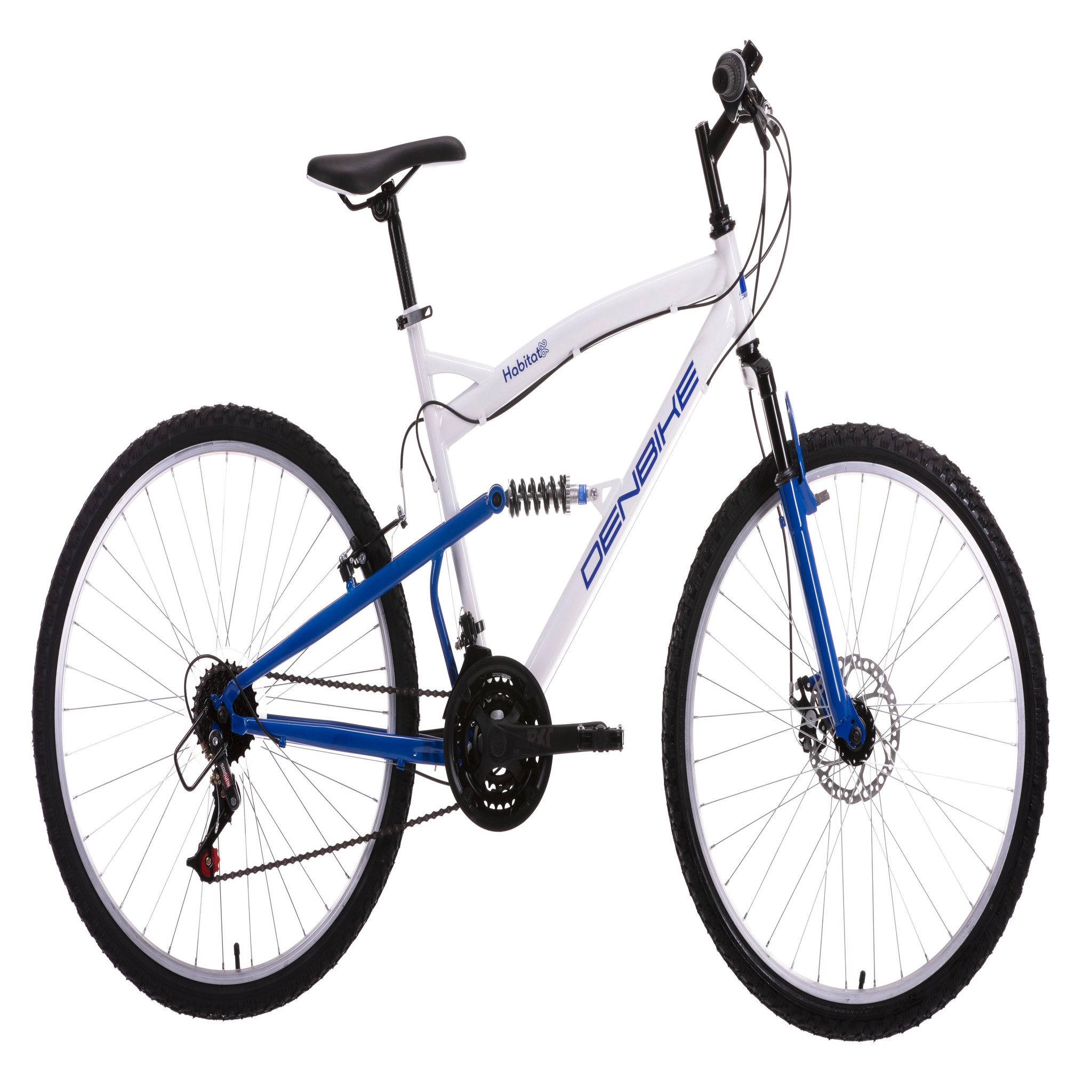 VTT 26'' - Vélo Tout Suspendu - 18 Vitesses - Poignées tournantes - Freins avant à disque et V-Brake arrière - Jantes Aluminium.