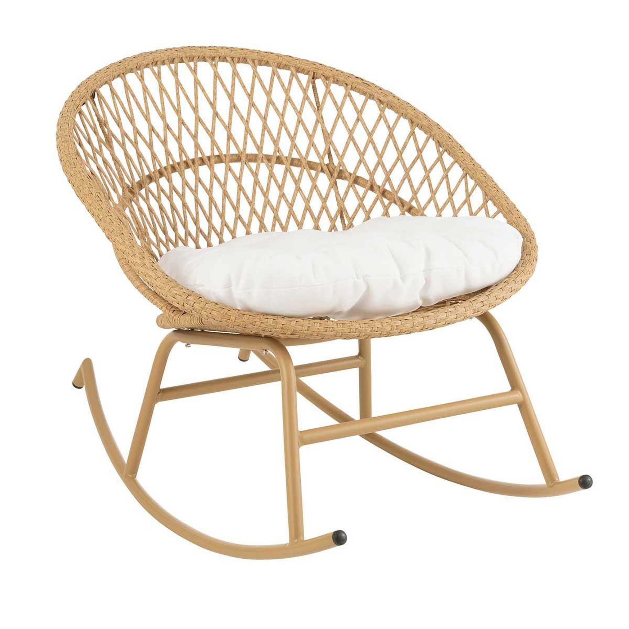 Voir la diapositive 1 : J-LINE Fauteuil à Bascule Design  Zayo  107cm Beige