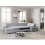 Voir la diapositive 3 : Canapé d'angle gauche panoramique convertible en tissu gris clair 6 places WIDE 