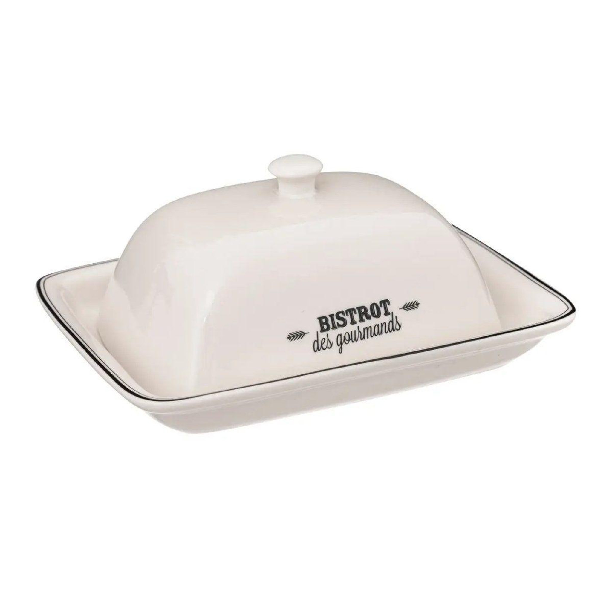 Voir la diapositive 1 : SECRET DE GOURMET Beurrier en Porcelaine  Bistrot  19cm Blanc