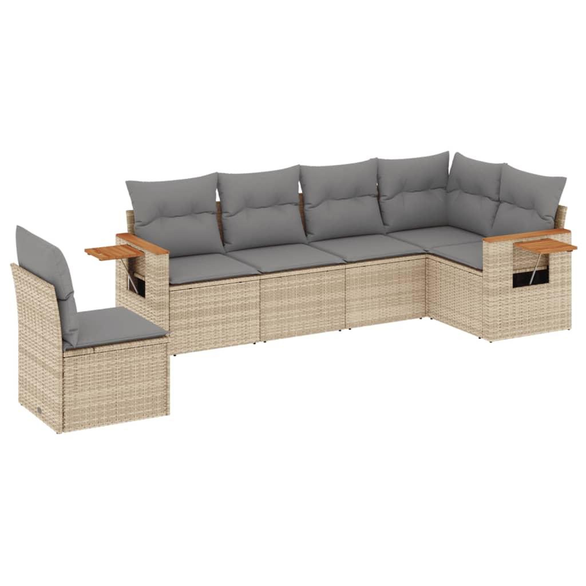 Voir la diapositive 2 : VIDAXL Salon de jardin avec coussins 6 pcs beige resine tressee