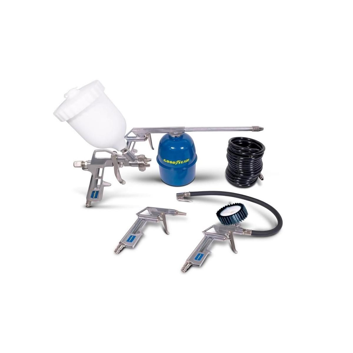 GOODYEAR Compresseur d'air Silencieux 50 Litres 8 bar 2CV 1.5KW 115 PSI + Kit Air comprimé 5 pièces GOODYEAR