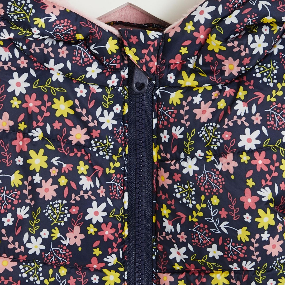 INEXTENSO Doudoune doublée fausse fourrure à fleurs bébé fille