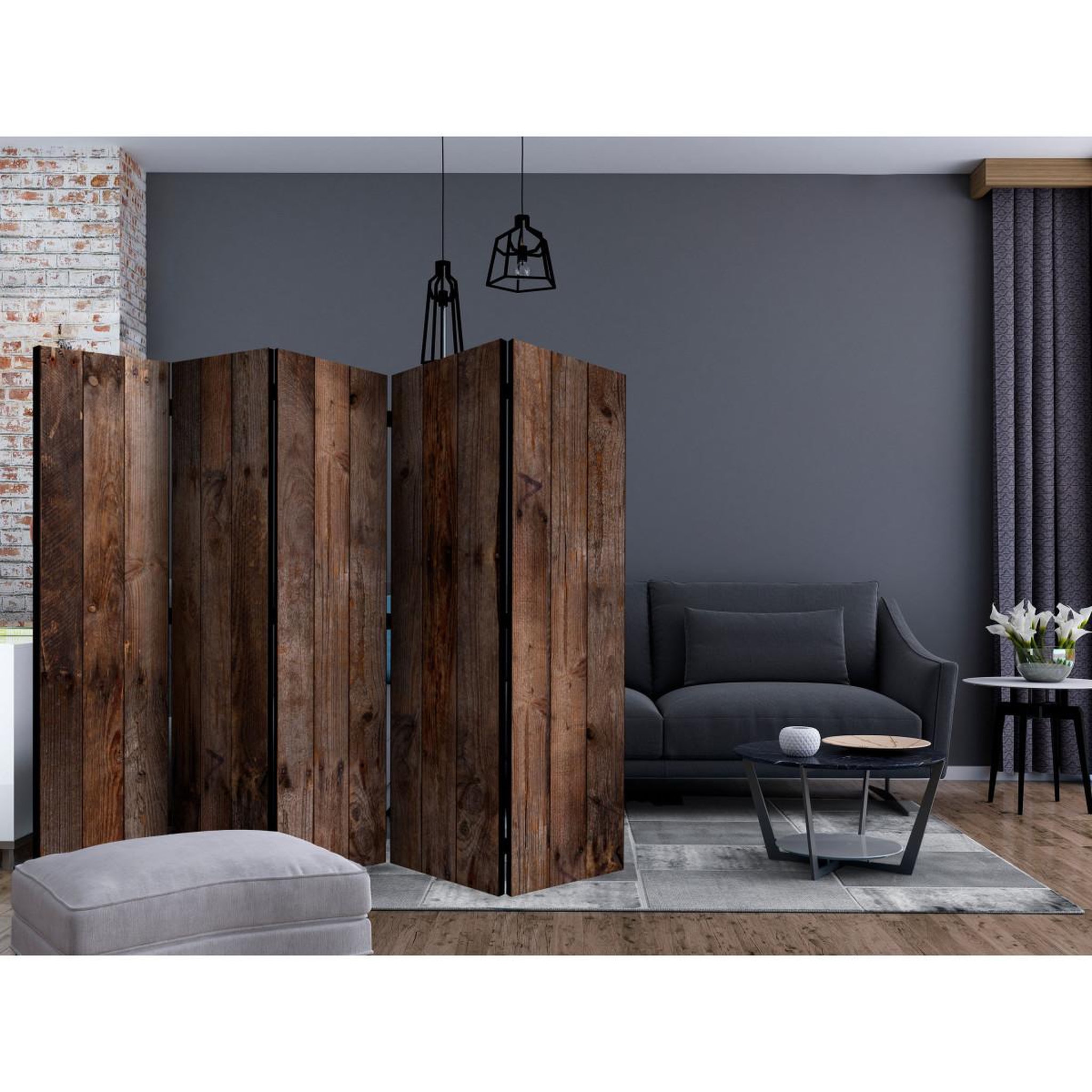 Voir la diapositive 2 : Paris Prix Paravent 5 volets  wooden hut  172x225cm
