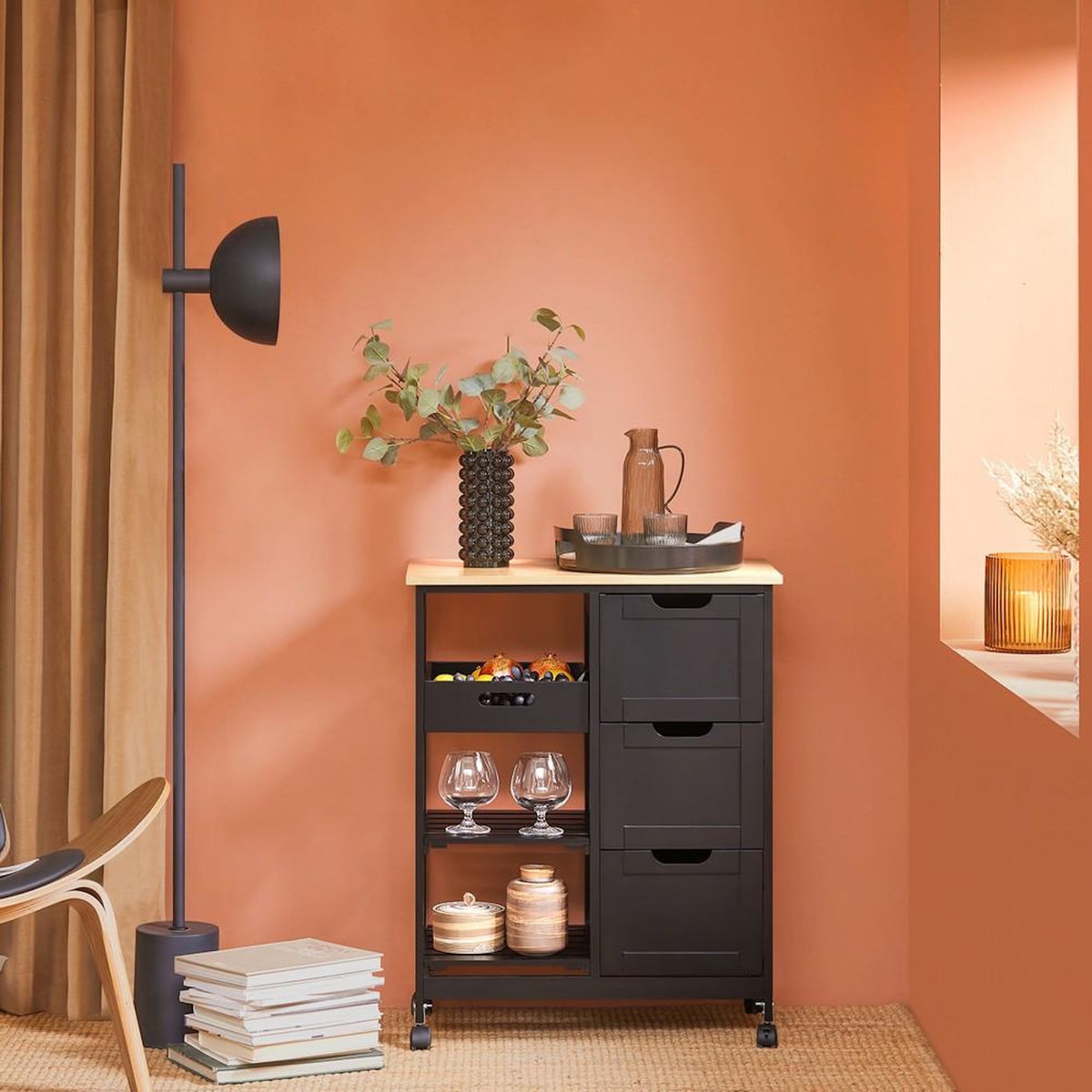 SOBUY SoBuy - Chariot De Cuisine à trois tiroirs - Moderne - FKW79