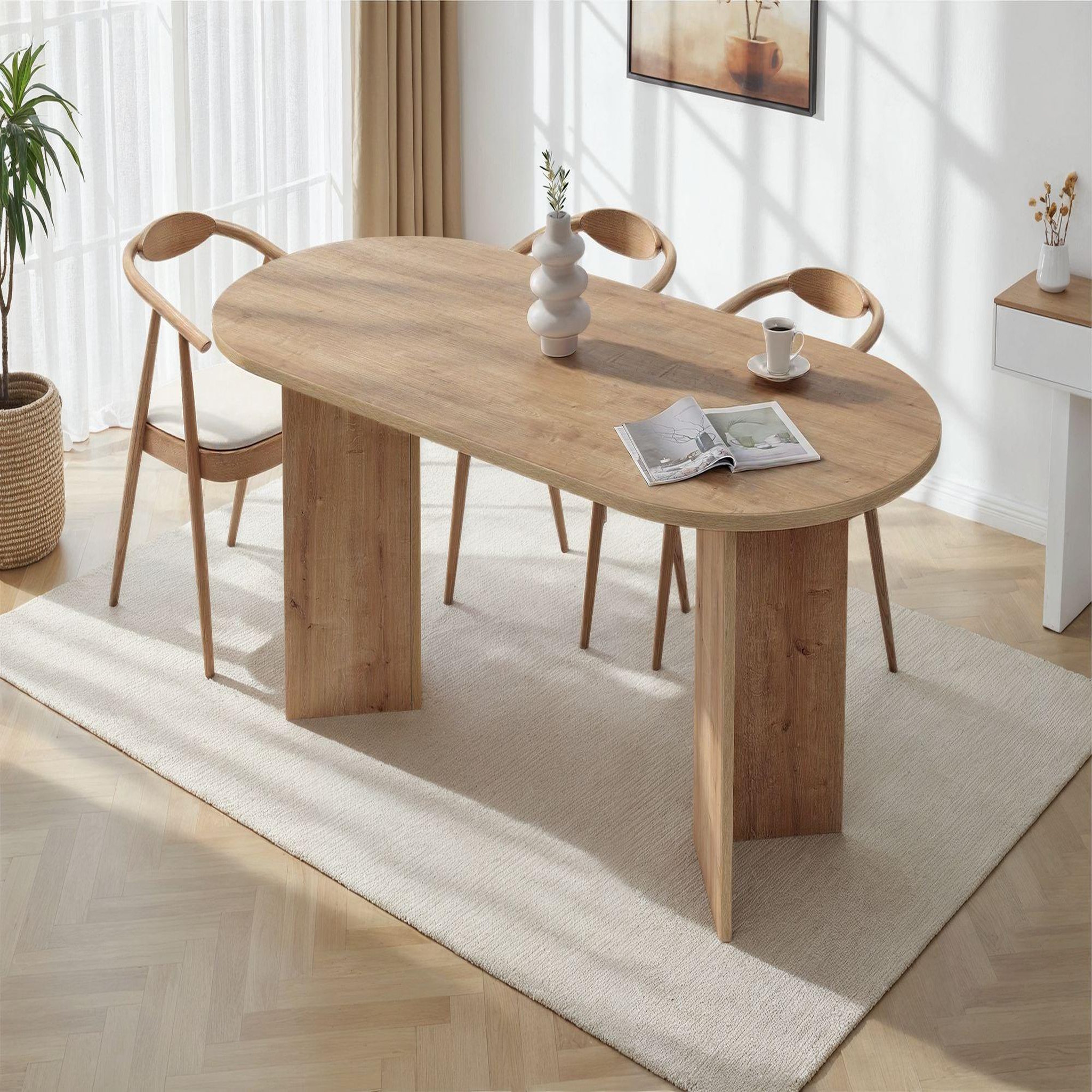 Voir la diapositive 2 : Habitat et Jardin Table à manger en bois  sabella  200 x 90 x 75 cm - chêne saphir