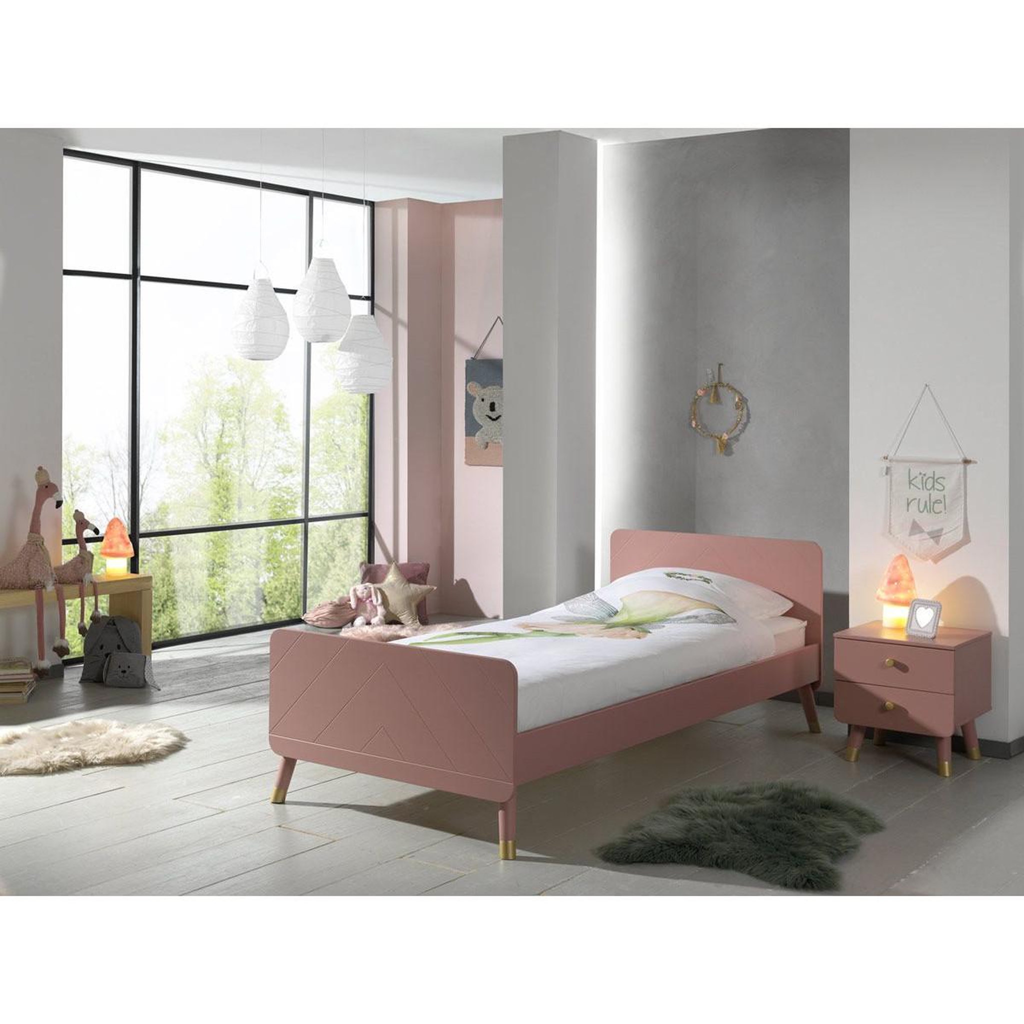 Voir la diapositive 4 : Paris Prix Pack - lit enfant & chevet  billy  90x200cm rose