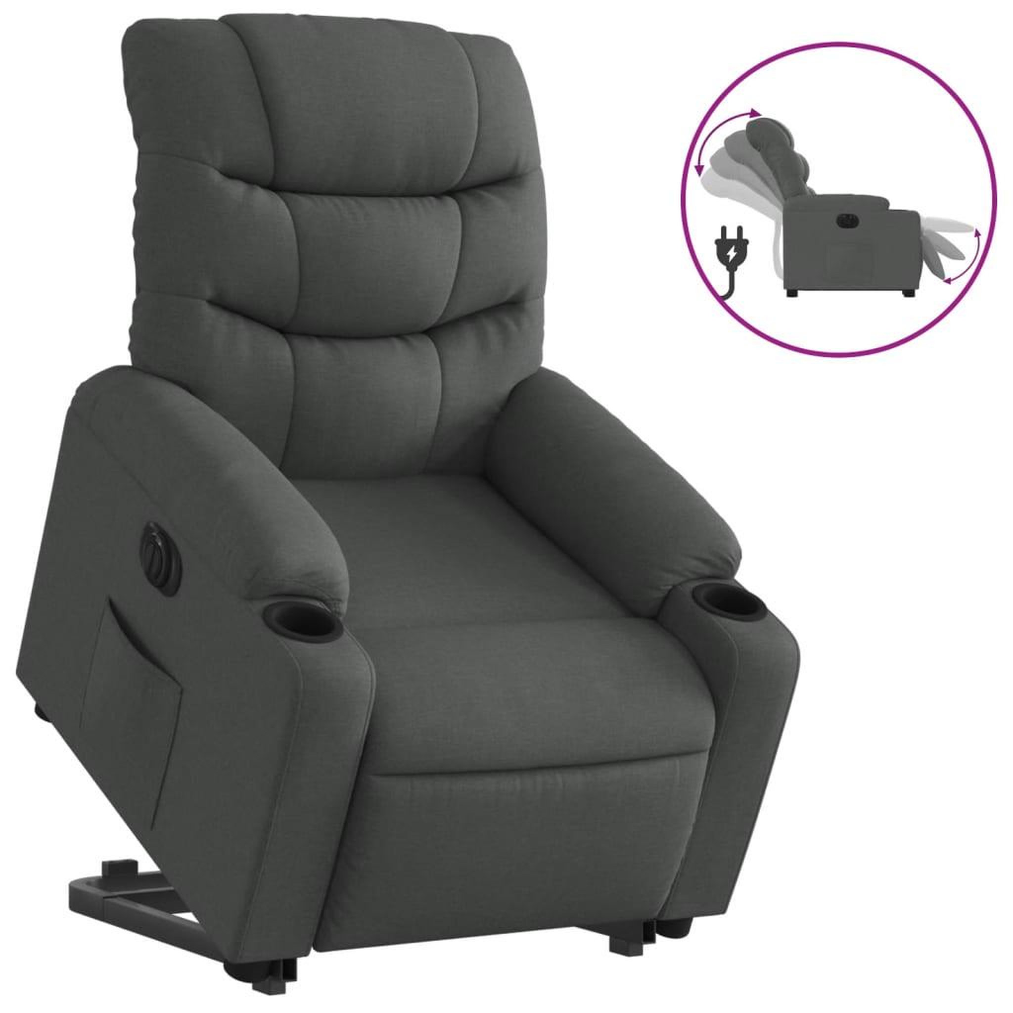 Voir la diapositive 2 : VIDAXL Fauteuil inclinable electrique gris fonce tissu