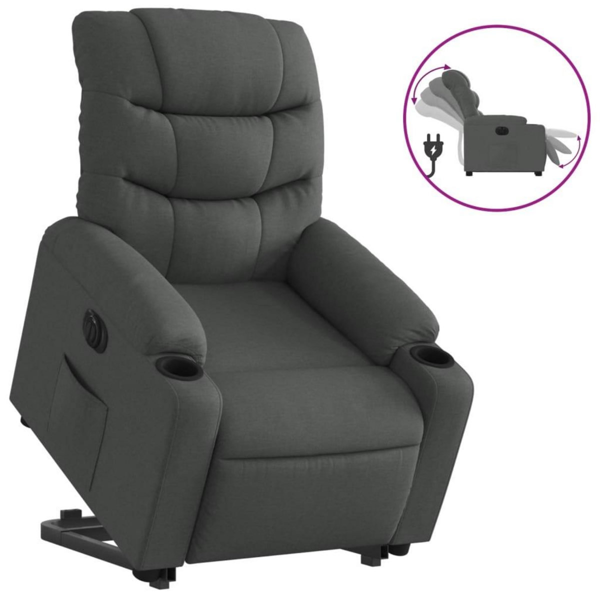 VIDAXL Fauteuil inclinable electrique gris fonce tissu