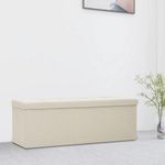 VIDAXL Banc de rangement pliable Blanc creme Faux lin