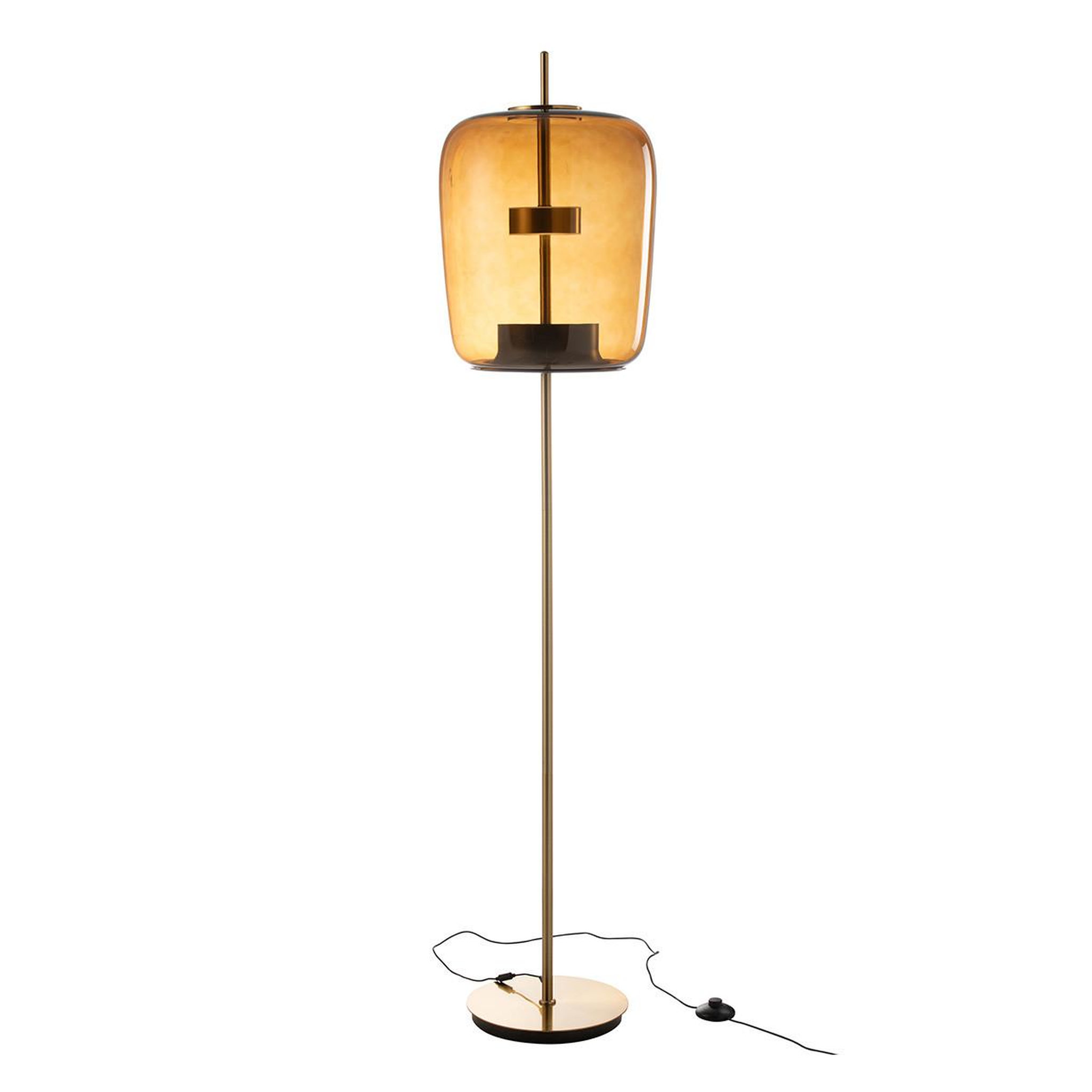 J-LINE Lampadaire en verre à led  omar  168cm marron