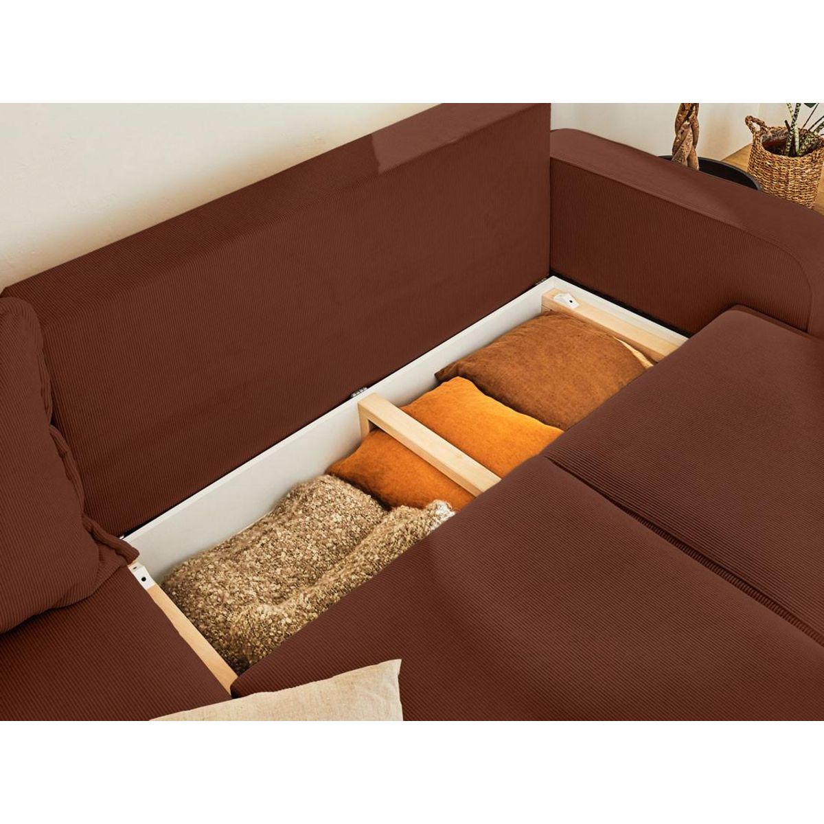 LISA DESIGN Albane - canapé d'angle gauche - 4 places - convertible avec coffre - en velours côtelé