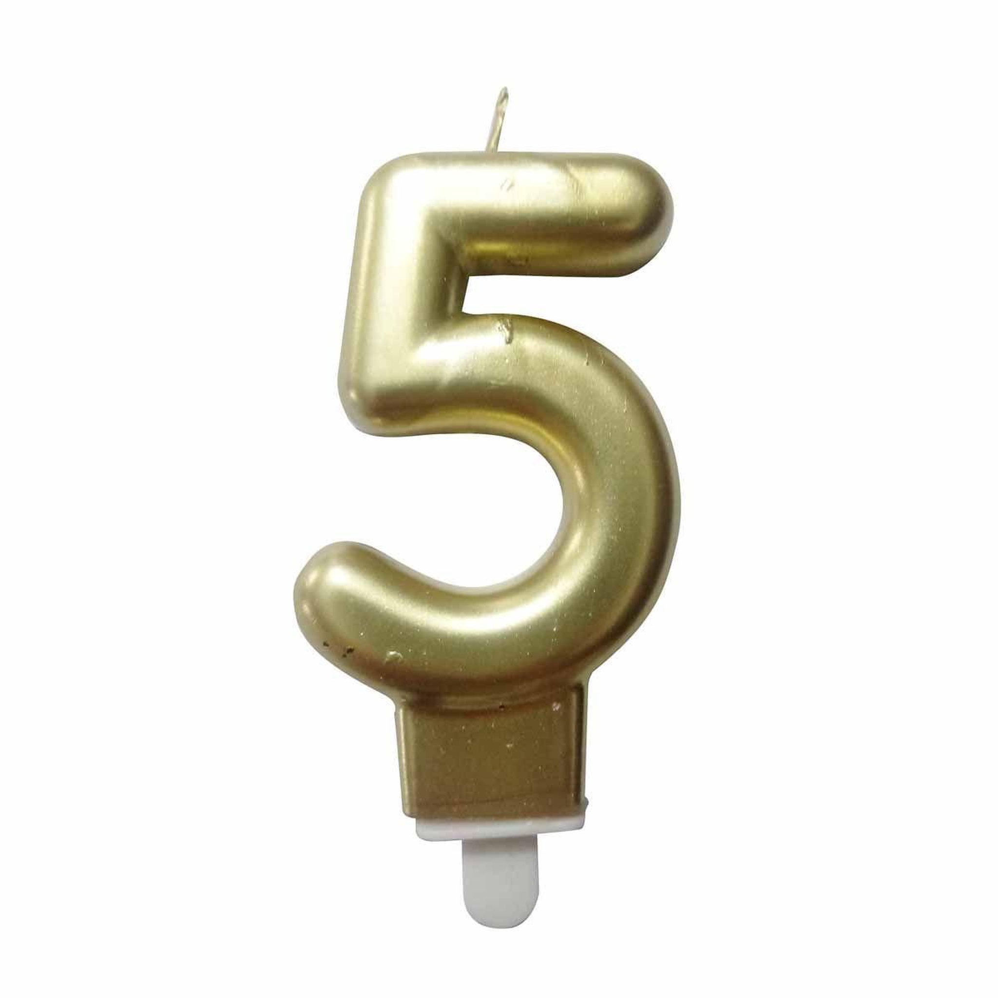 HOMEA Bougie d'Anniversaire  Chiffre 5  7cm Or