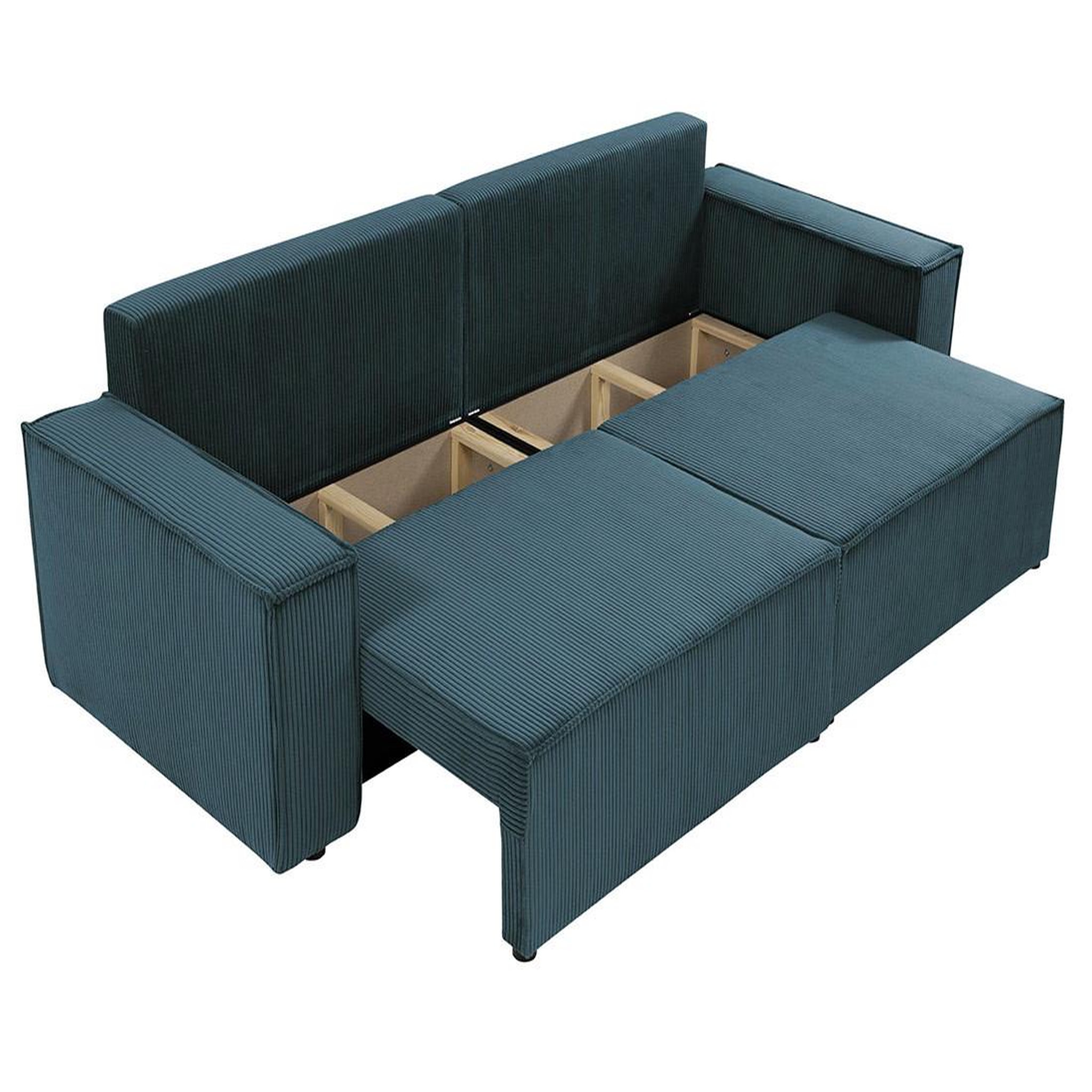 Voir la diapositive 3 : BEST MOBILIER Cezanne - canapé droit 3 places convertible avec coffre en velours côtelé