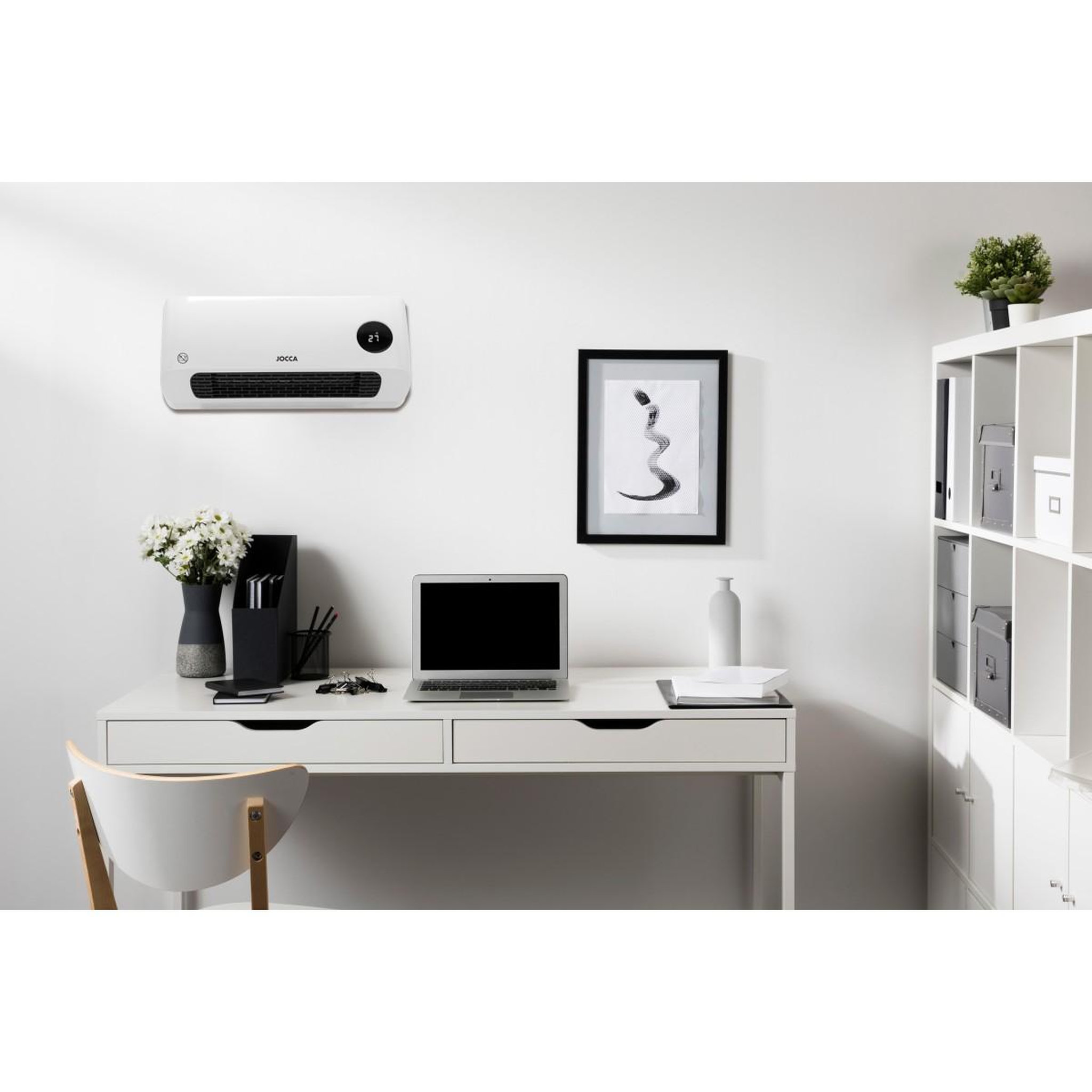 Voir la diapositive 2 : Jocca Ventilateur mural réversible Chauffage Soufflant 2000W Télécommande Écran LED Chaud/Froid Minuteur hebdomadaire 3 modes Jocca
