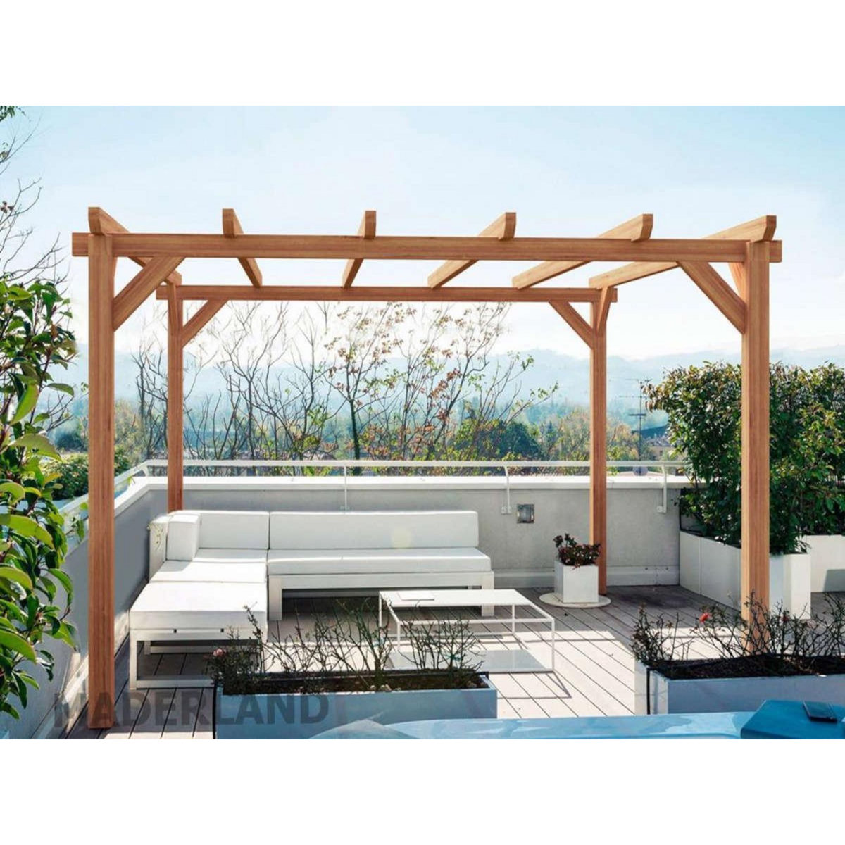 JARDIDECO Pergola en bois lamellé-collé Villeurbanne 300 x 300 cm - Maderland