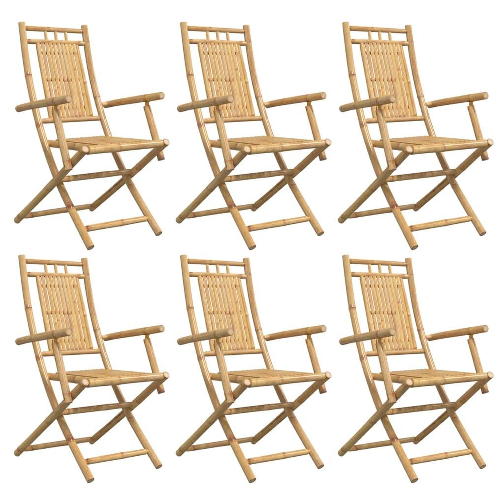 Voir la diapositive 4 : VIDAXL Chaises pliables de jardin lot de 6 53x66x99 cm bambou