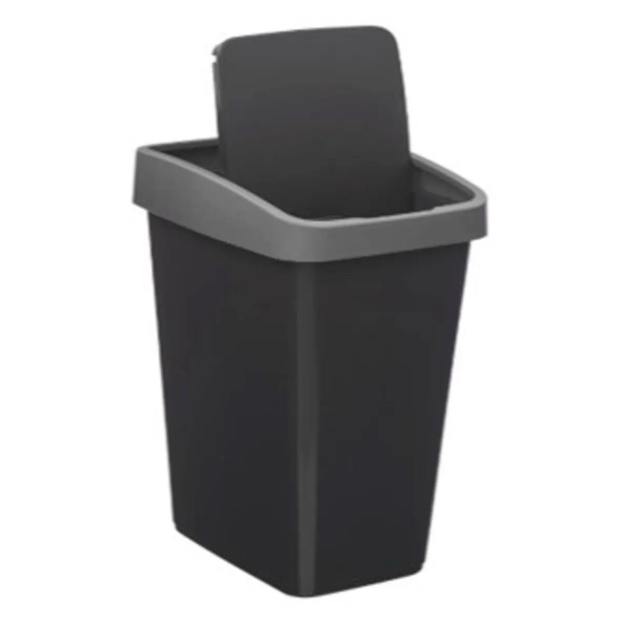 Voir la diapositive 2 : FIVE Poubelle de cuisine  2 ouvertures  10l gris & noir