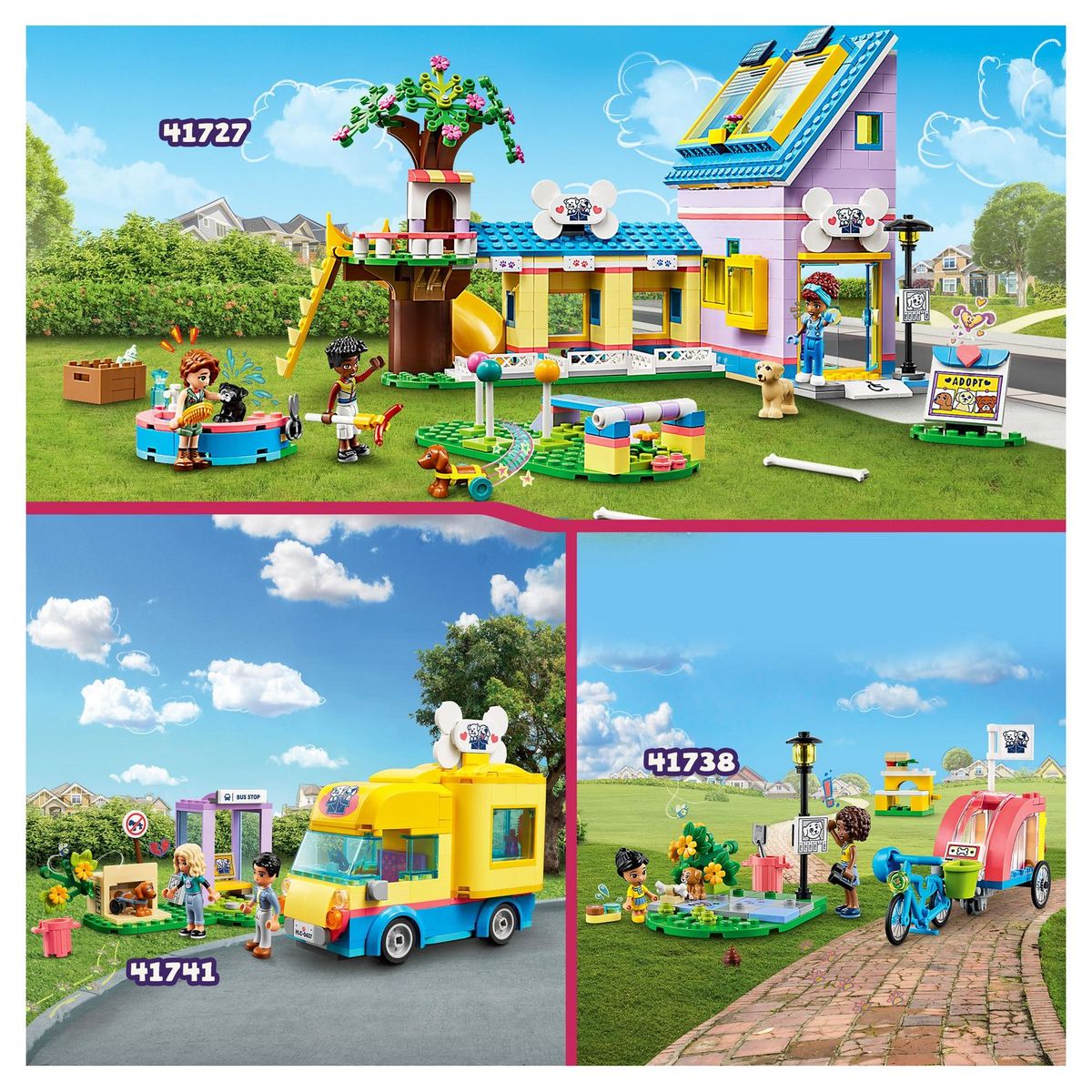 LEGO Friends 41738 Le vélo de sauvetage canin, Jouet Enfants 6 Ans, Jeu d'Animaux avec Figurine de Chiot et 2 Mini-Poupées