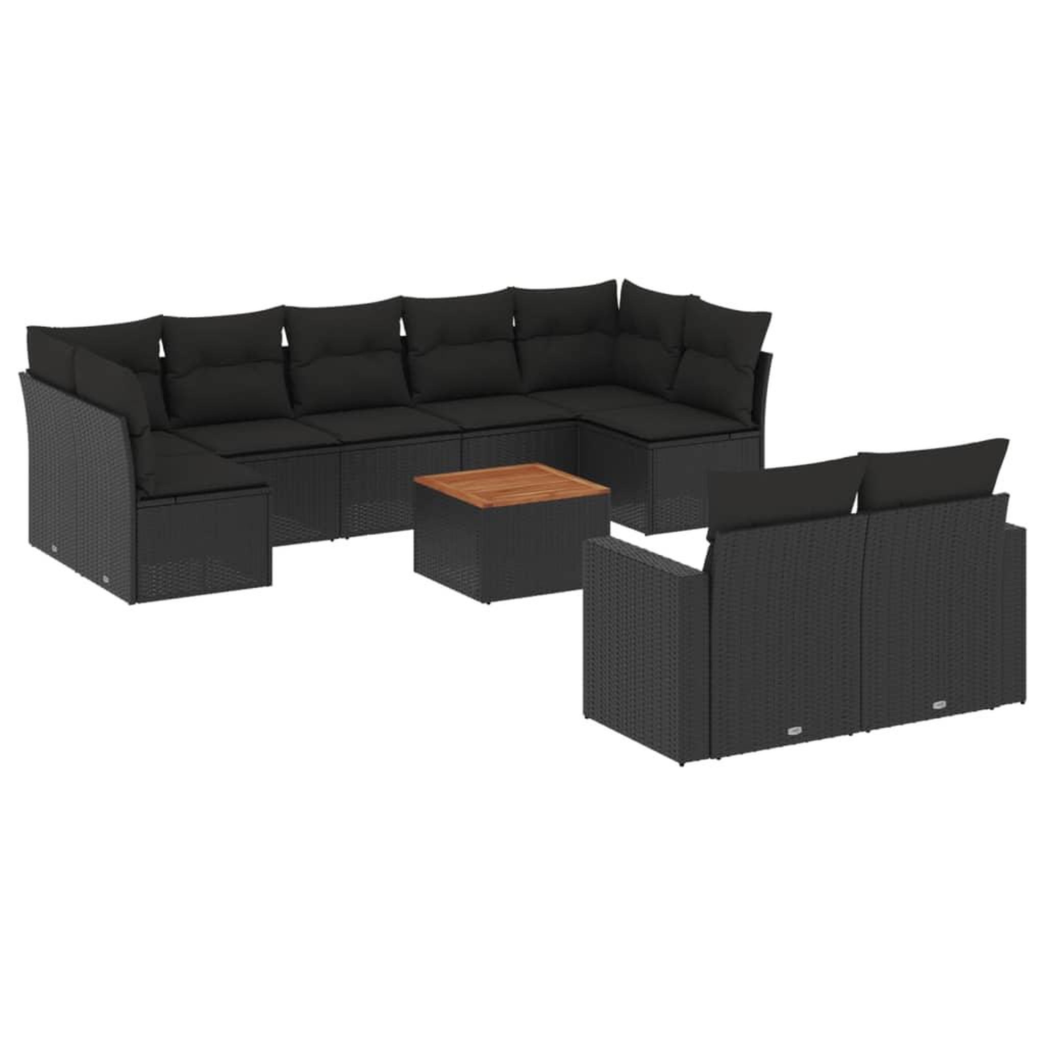 Voir la diapositive 2 : VIDAXL Salon de jardin 10 pcs avec coussins noir resine tressee