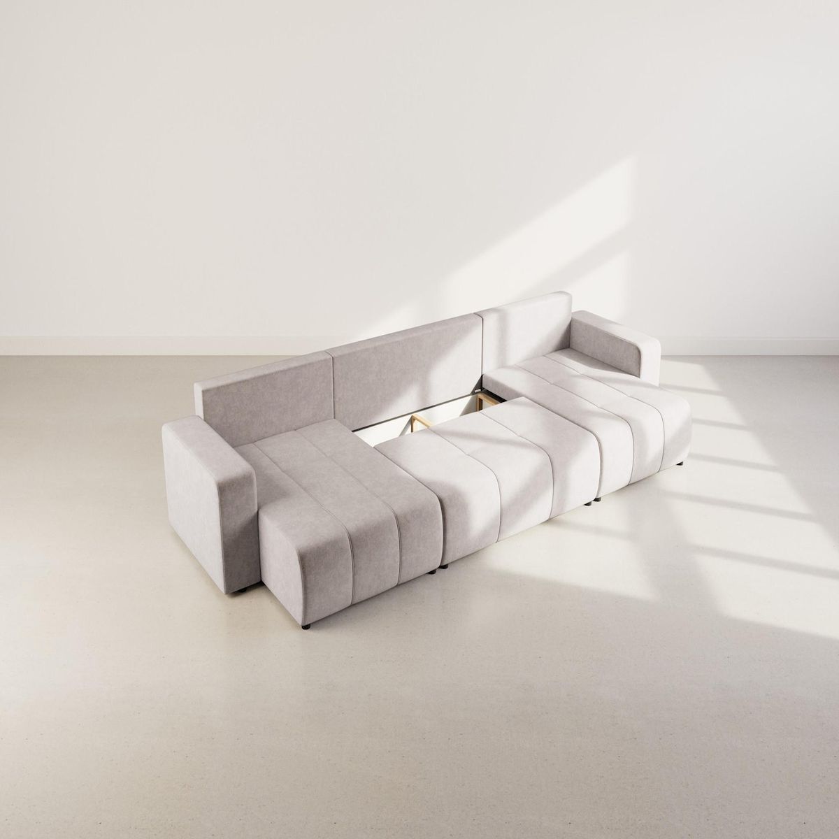 BEST MOBILIER Nicole - canapé panoramique en u 7 places convertible avec coffre en tissu