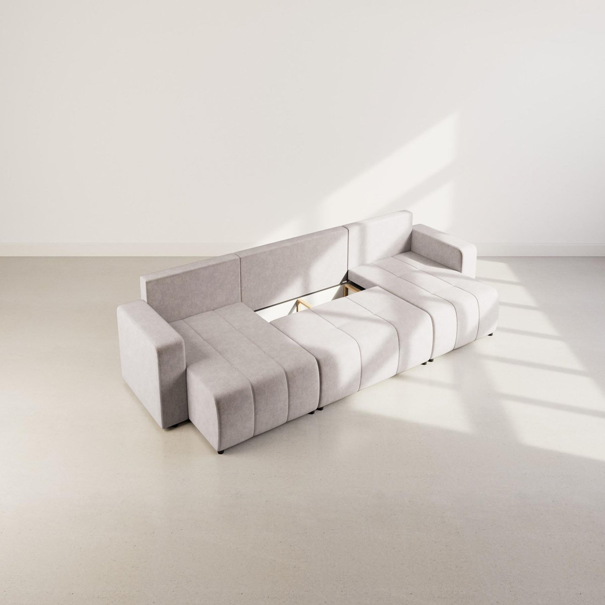 BEST MOBILIER Nicole - canapé panoramique en u 7 places convertible avec coffre en tissu