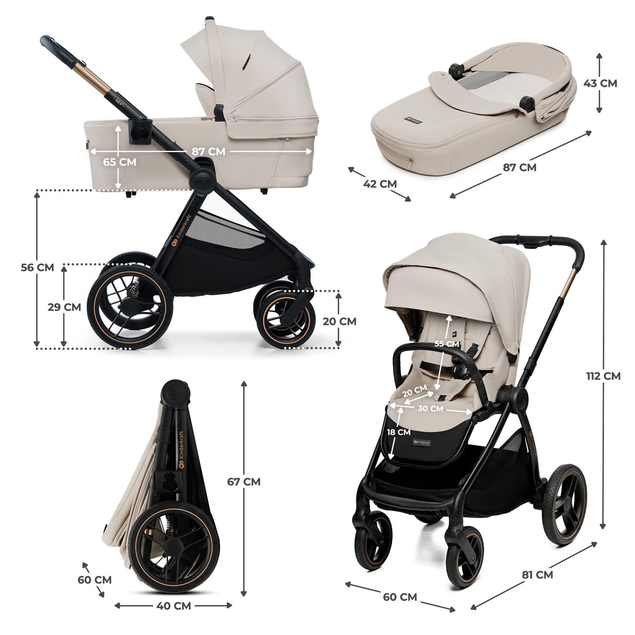 Voir la diapositive 6 : KINDERKRAFT Poussette combinée polyvalente 2 en 1 avec siège réversible à 27 kg