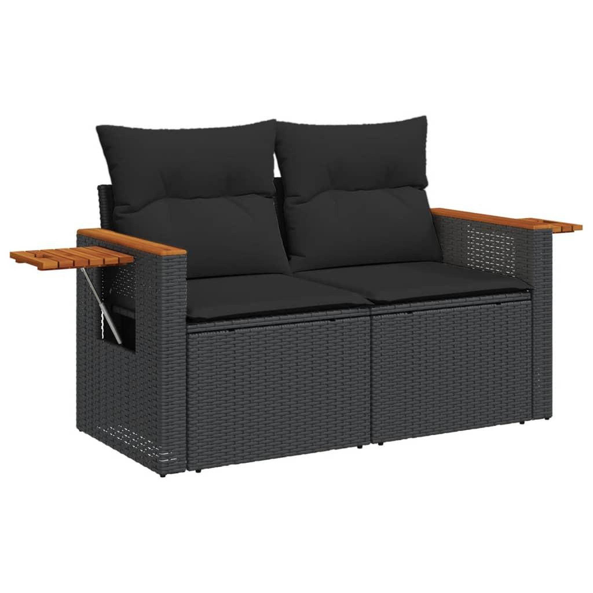 Voir la diapositive 4 : VIDAXL Salon de jardin 7 pcs avec coussins noir resine tressee