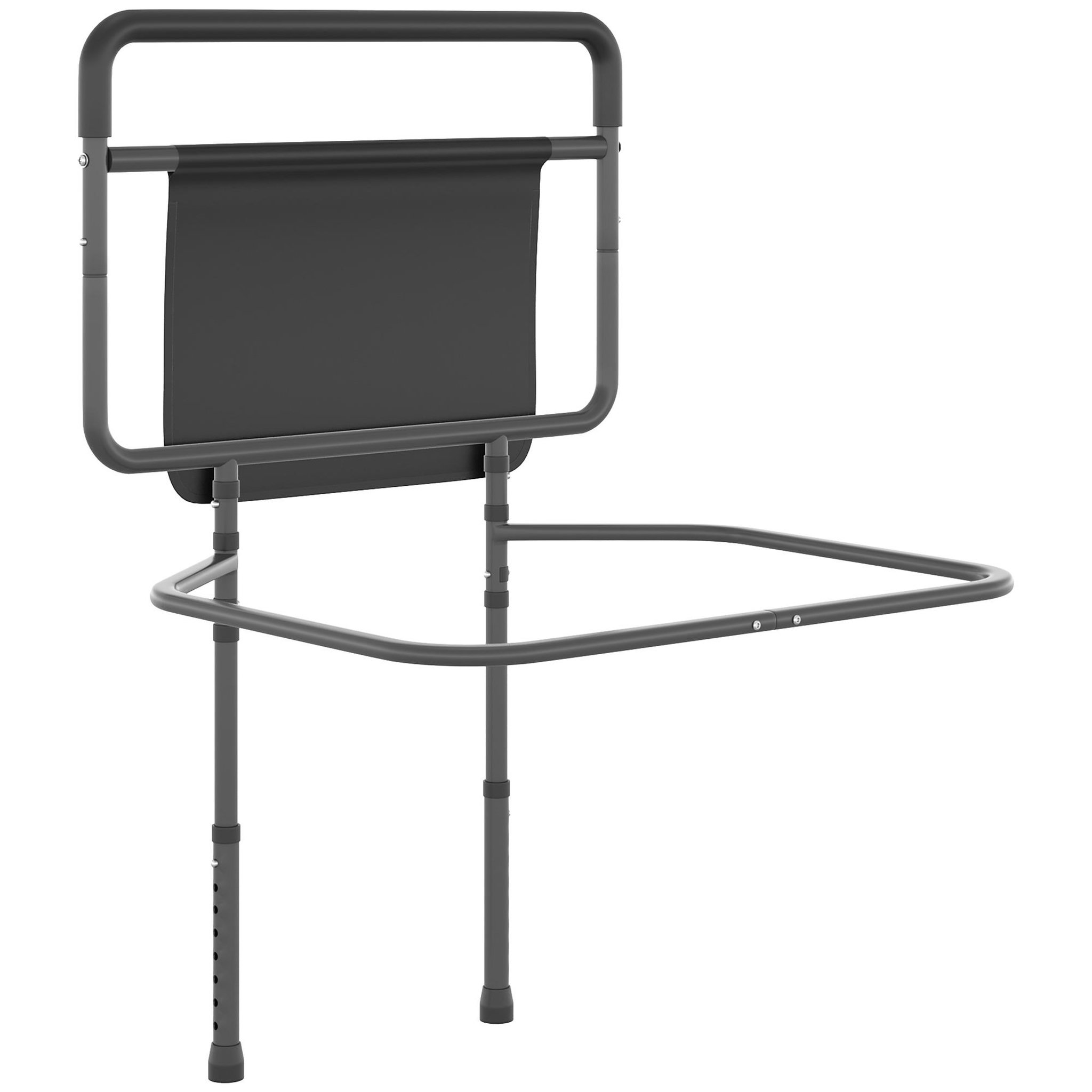 Voir la diapositive 1 : HOMCOM Barre de redressement de lit réglable en hauteur - poignée d'appui pour le lit - barre d'appui de lit - acier PU gris noir