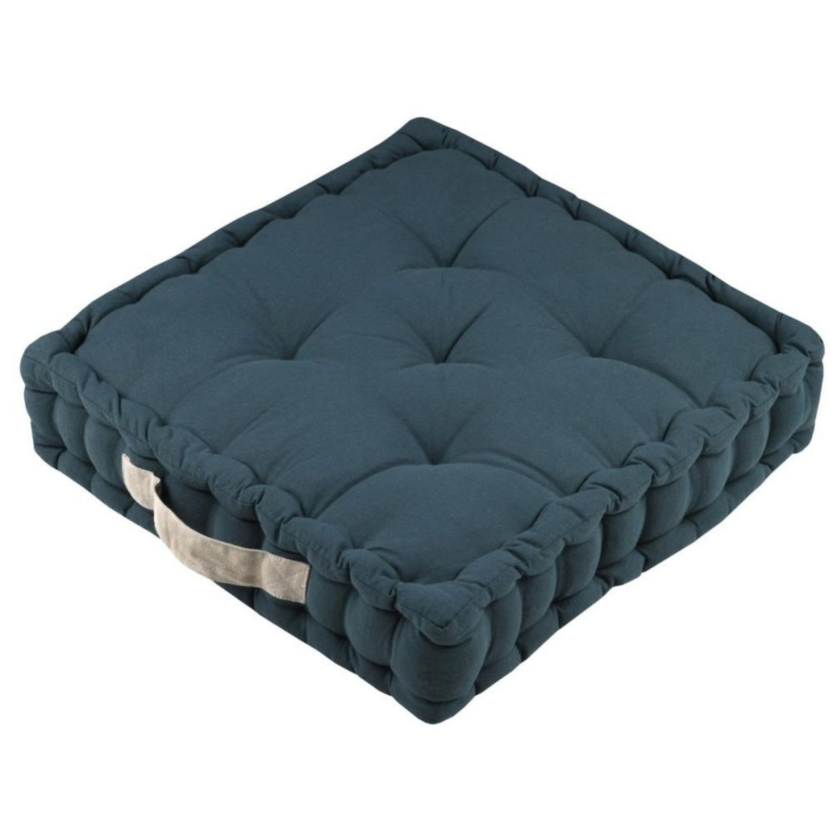 STOF Coussin de sol 45x45x10 cm Duo cobalt lin 100% coton