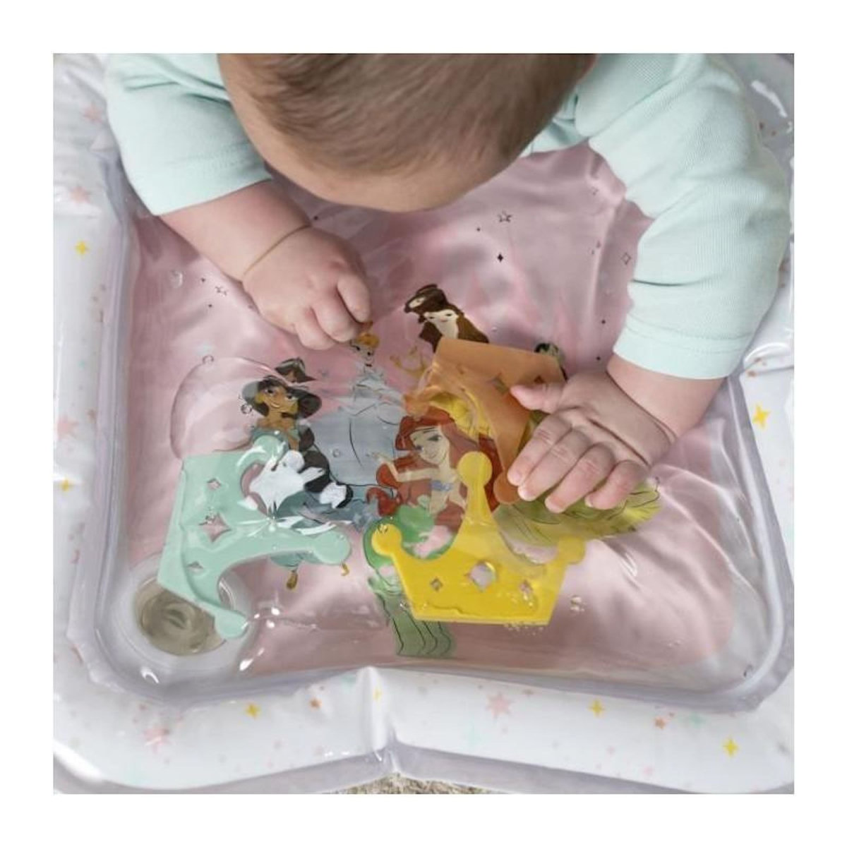 Bright Starts Tapis d'eau bébé - DISNEY BABY - PRINCESSES - Jeu sensoriel et d'éveil - Gonflable - Des la naissance - Facile a nettoyer