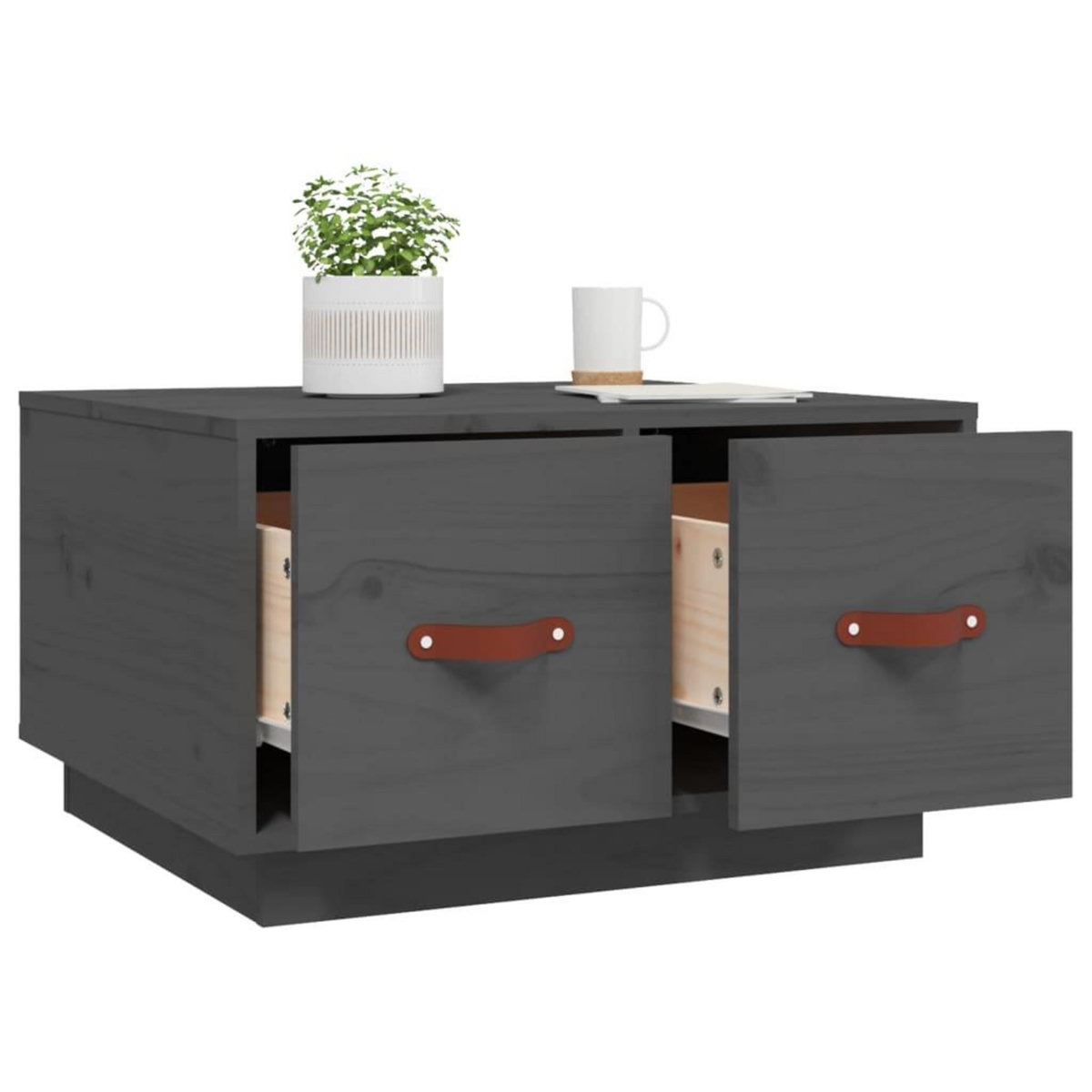 VIDAXL Table basse Gris 60x53x35 cm Bois massif de pin