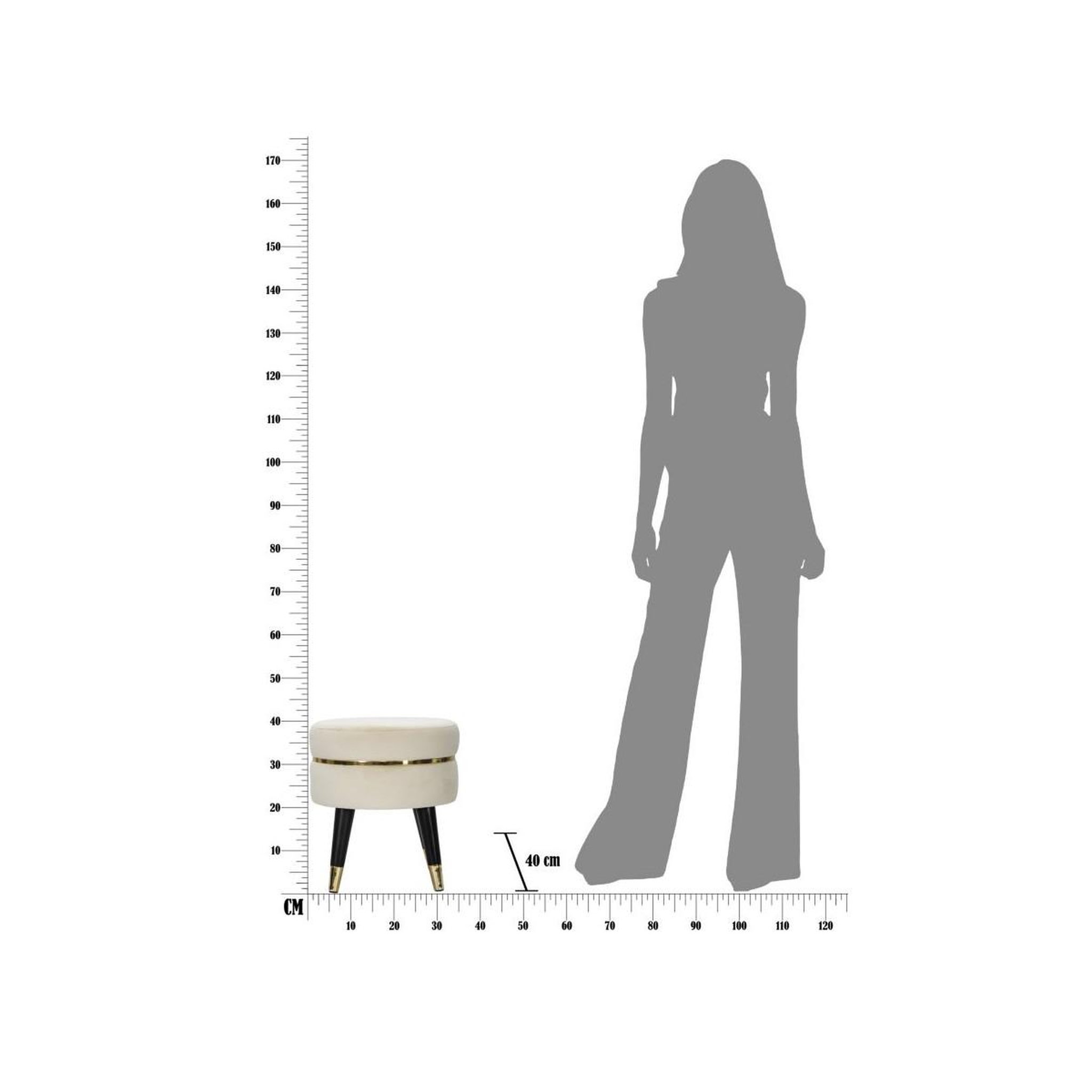 Voir la diapositive 6 : Paris Prix Tabouret design  paris  40cm crème & or