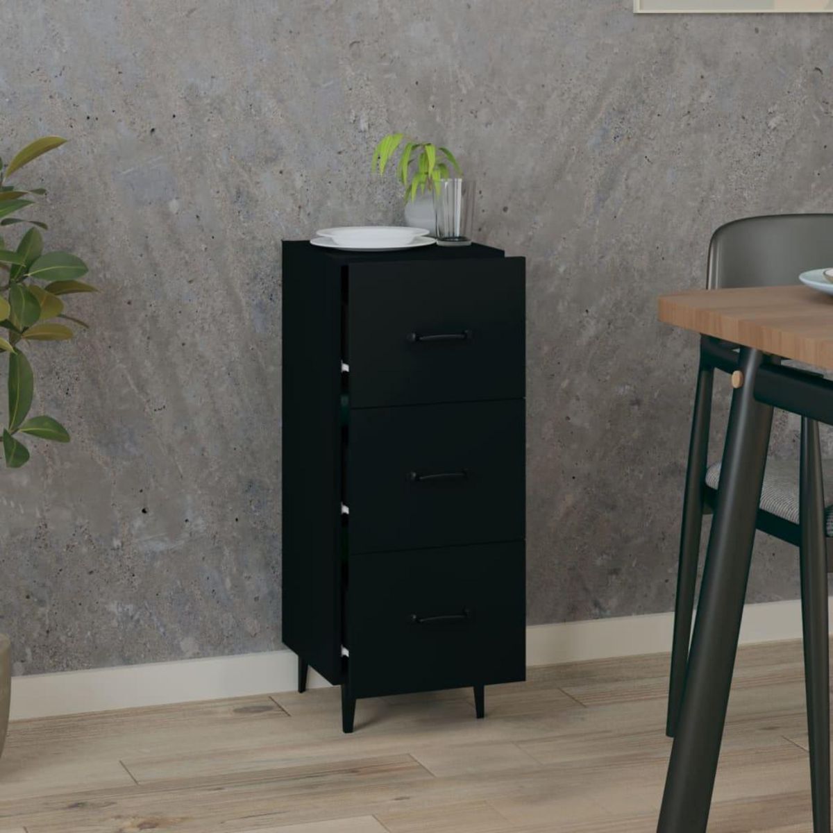 VIDAXL Buffet Noir 34,5x34x90 cm Bois d'ingenierie
