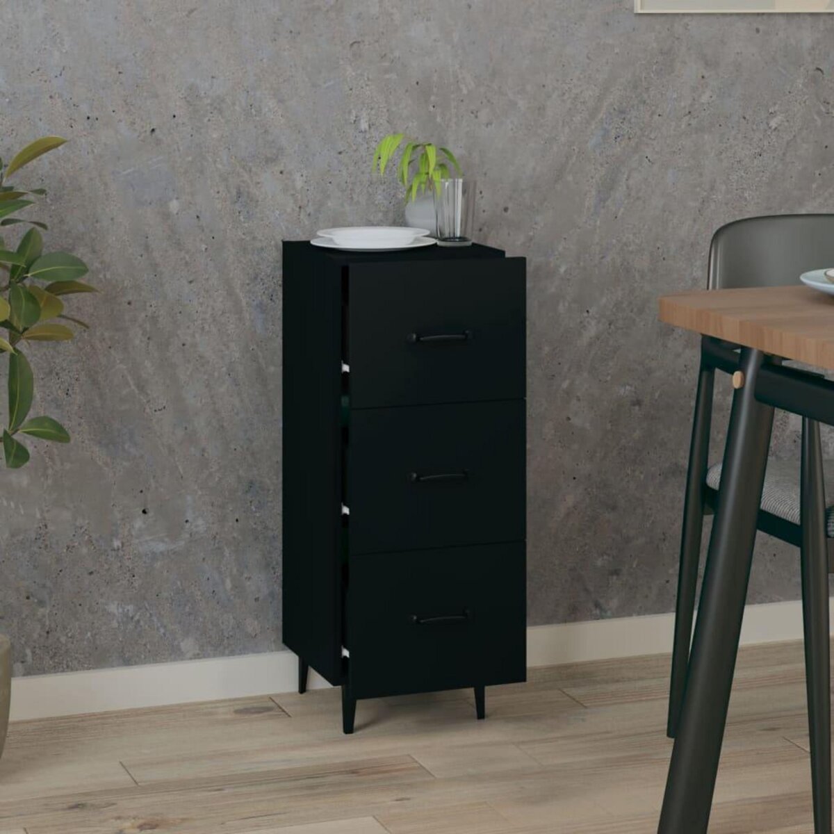 VIDAXL Buffet Noir 34,5x34x90 cm Bois d'ingenierie