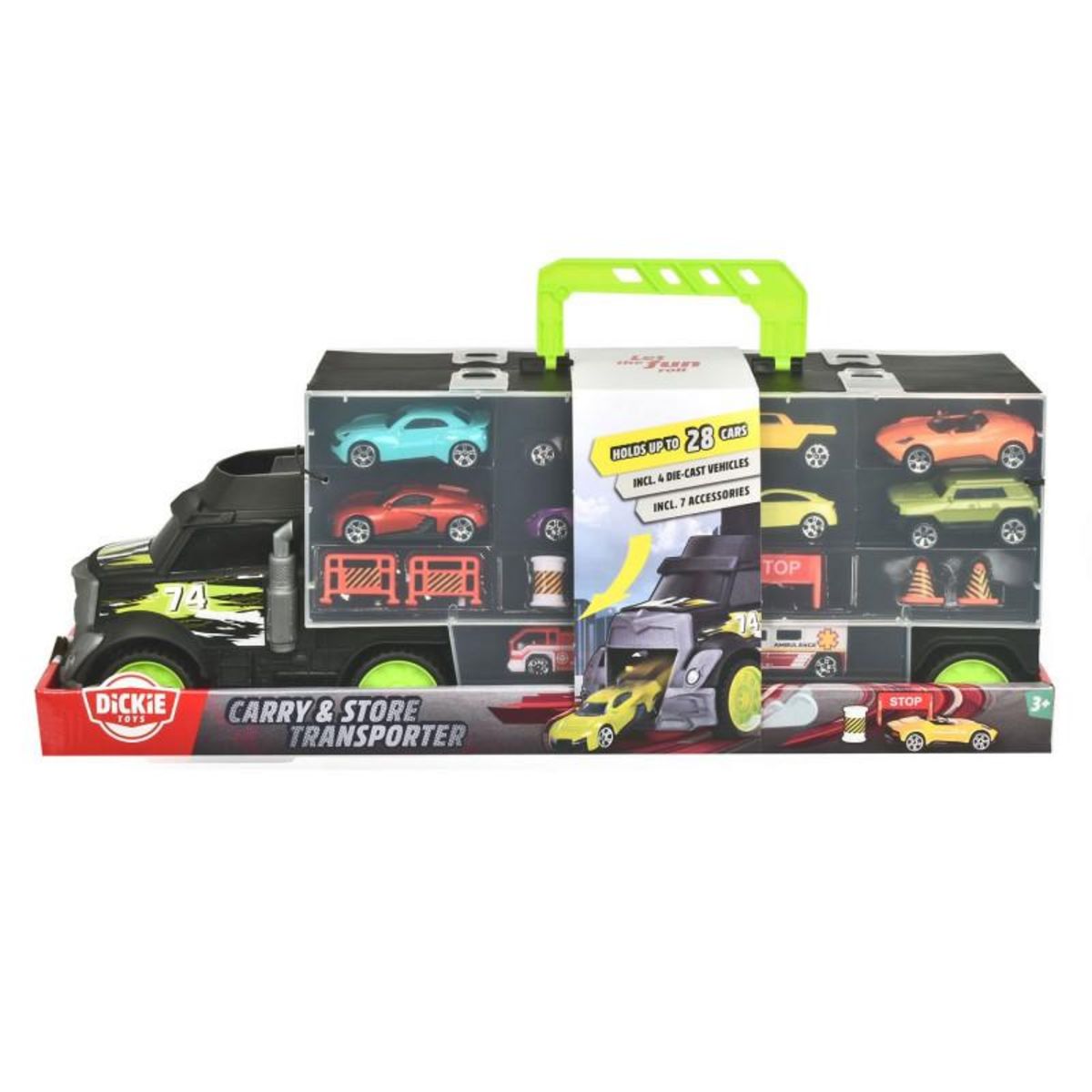 Dickie DICKIE Transporter with 4 Die-cast Cars and Accessories