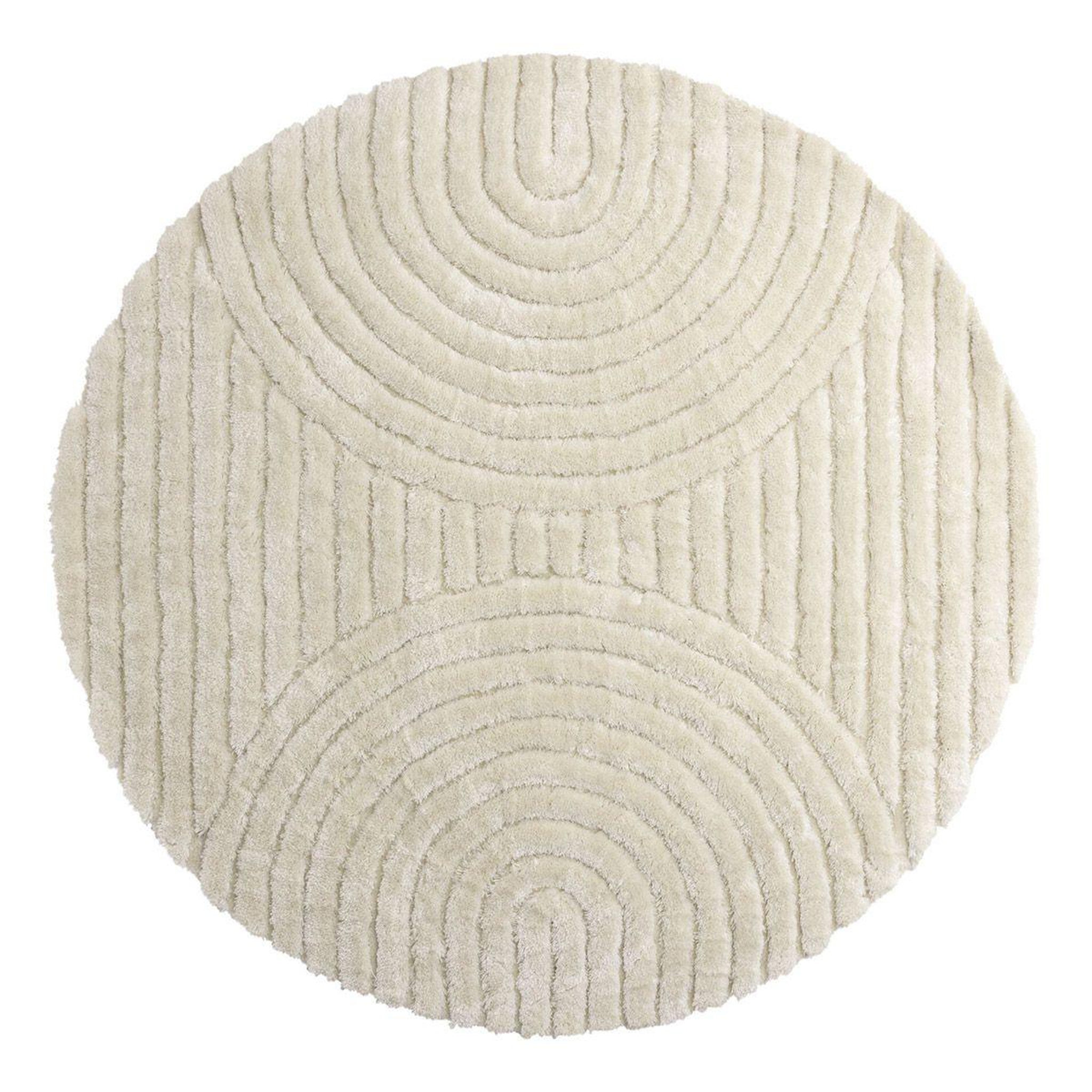 Paris Prix Tapis Déco Texturé Rond  Niklas  200cm Blanc